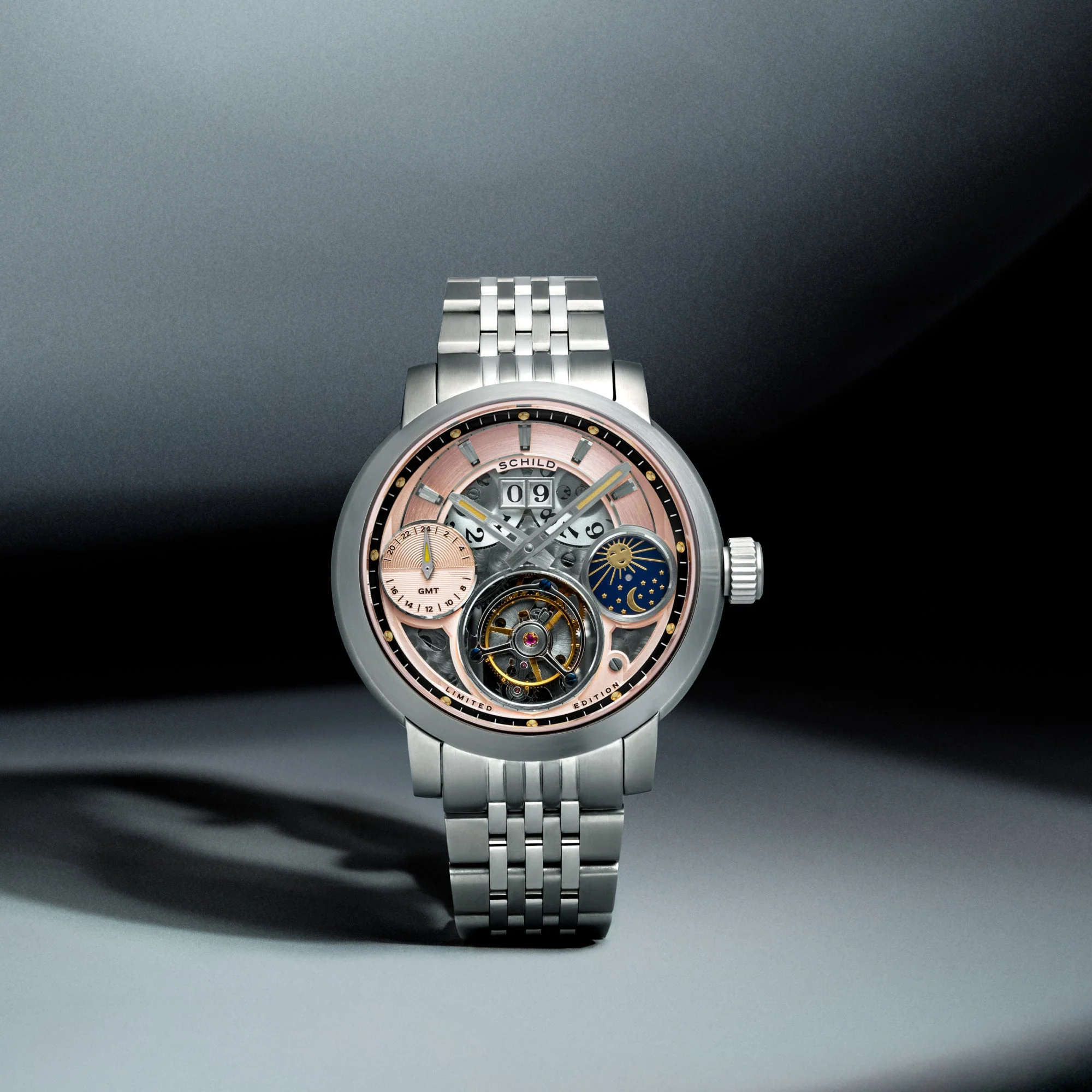 Heinrich GMT Moonphase Tourbillon Limited Edition Rose Gold / Stainless Steel | Rose Gold Dial - Image 4