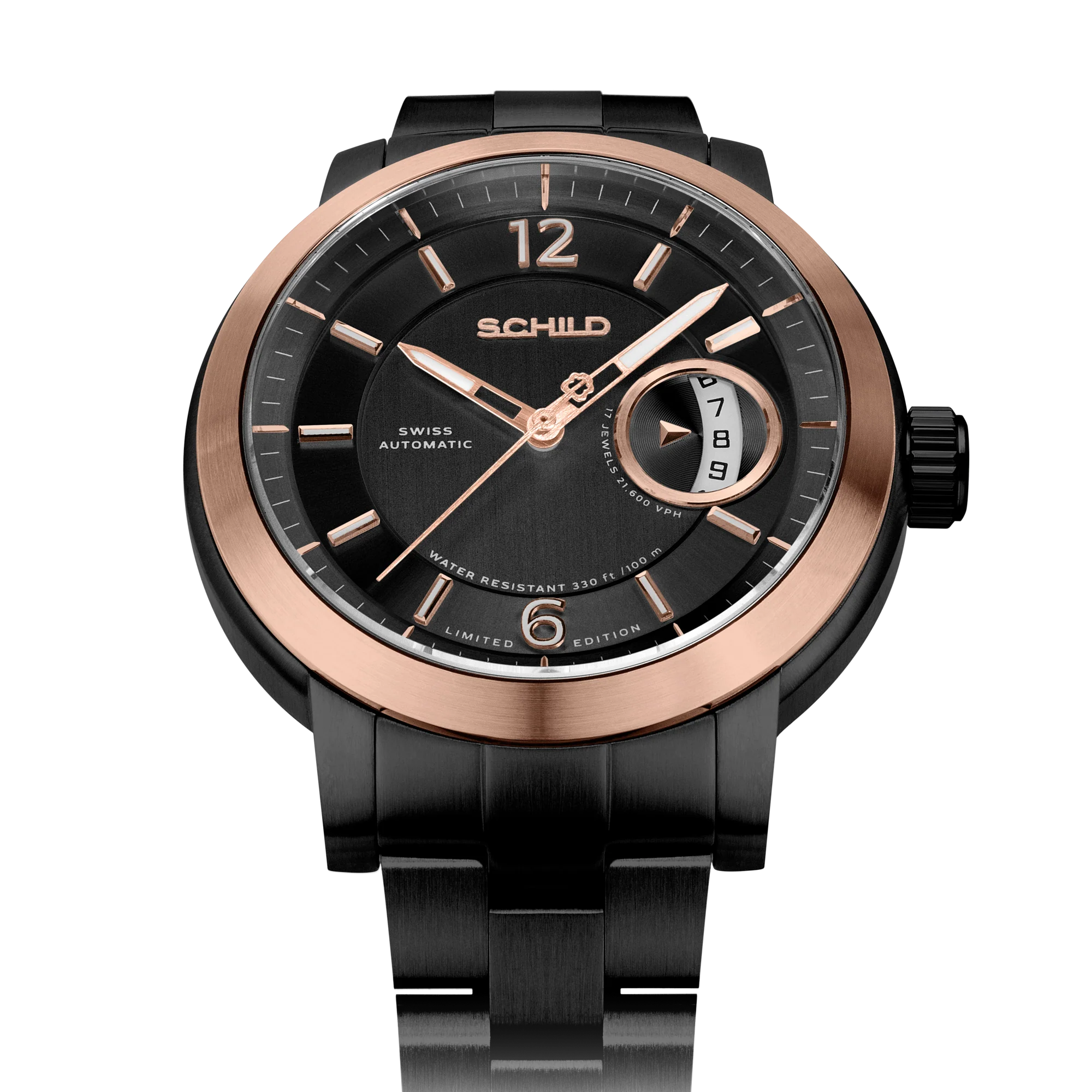 Heinrich Minimal Swiss Automatic Limited Edition Watch Winder Set Black & Rose Gold / Stainless Steel | Black Dial - Image 4