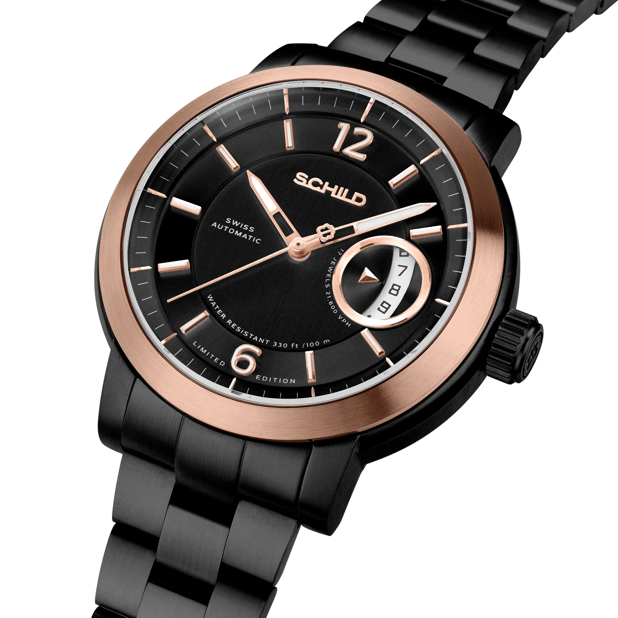 Heinrich Minimal Swiss Automatic Limited Edition Watch Winder Set Black & Rose Gold / Stainless Steel | Black Dial - Image 5