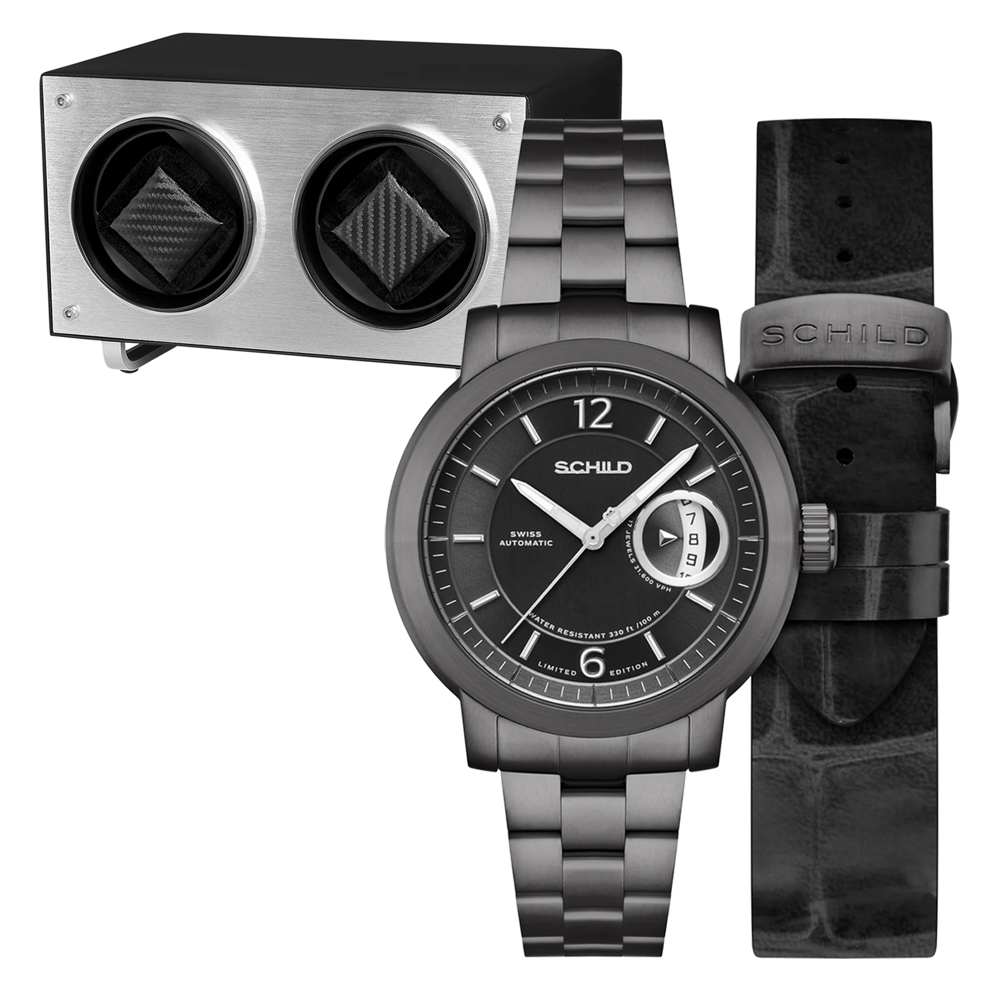 Heinrich Minimal Swiss Automatic Limited Edition Watch Winder Set Grey / Stainless Steel | Grey Dial