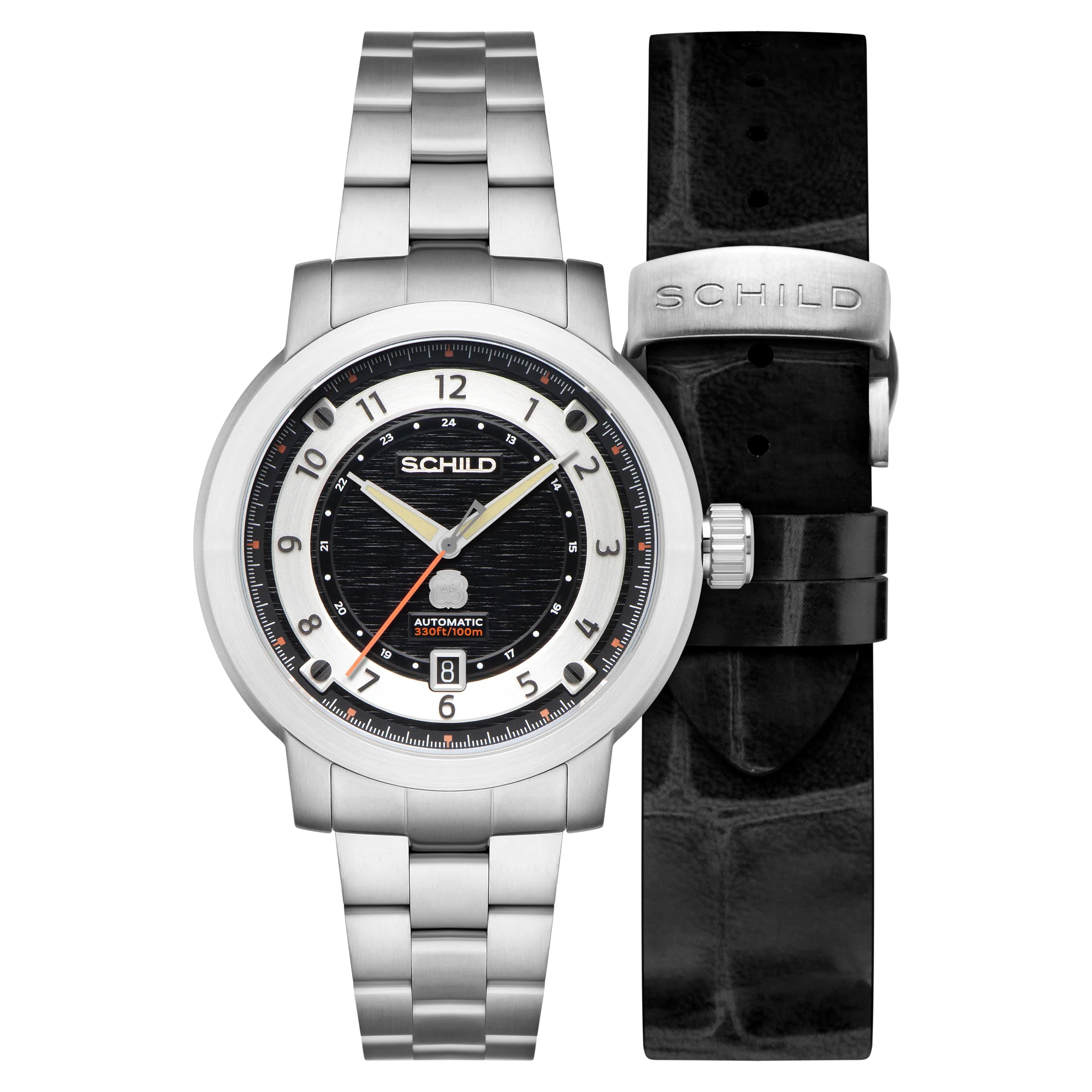Heinrich Swiss Automatic Limited Edition Watch Winder Set Black & White / Stainless Steel | Black Dial - Image 2