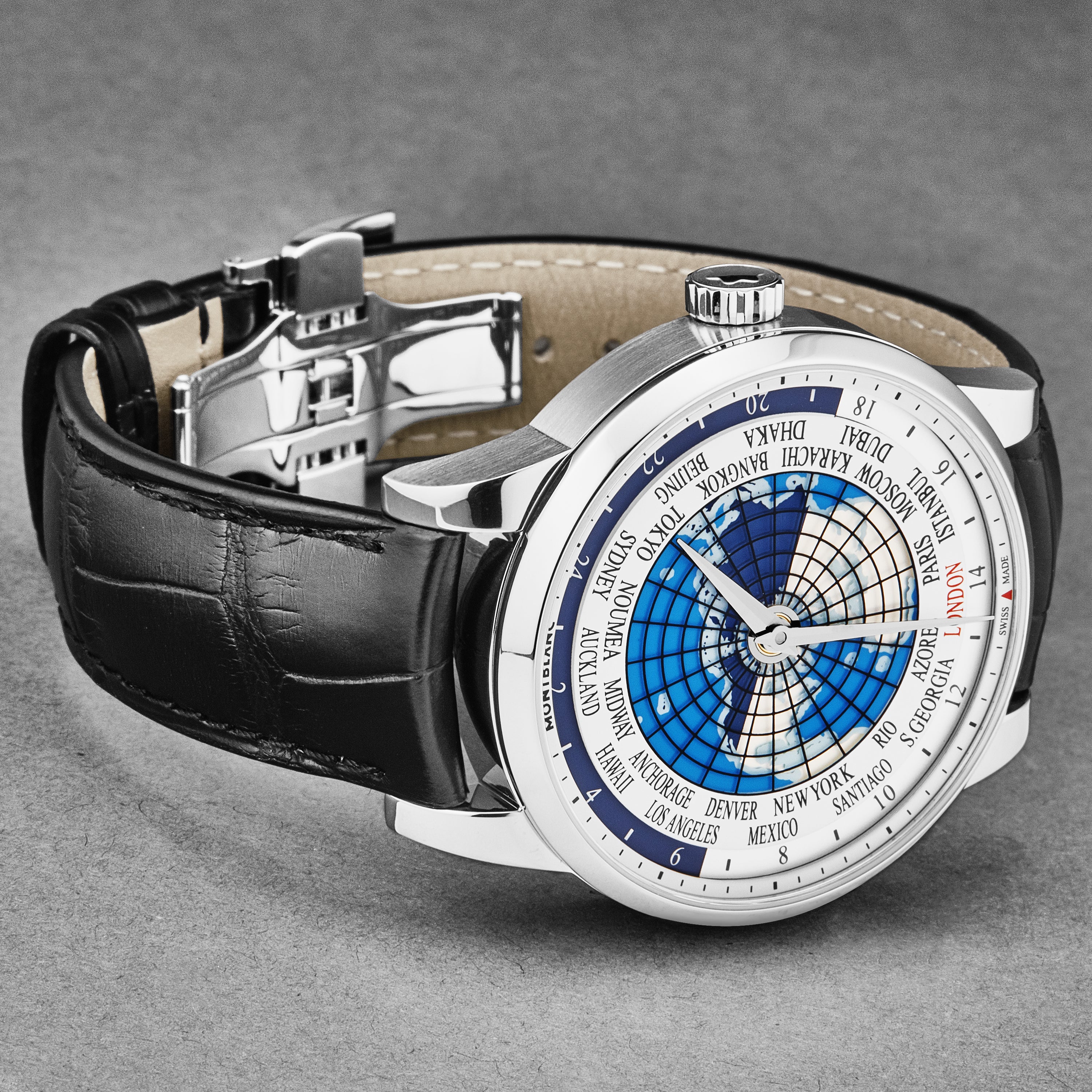Heritage 112308 / Silver / Blue World Map | Silver / Blue World Map Dial - Image 2