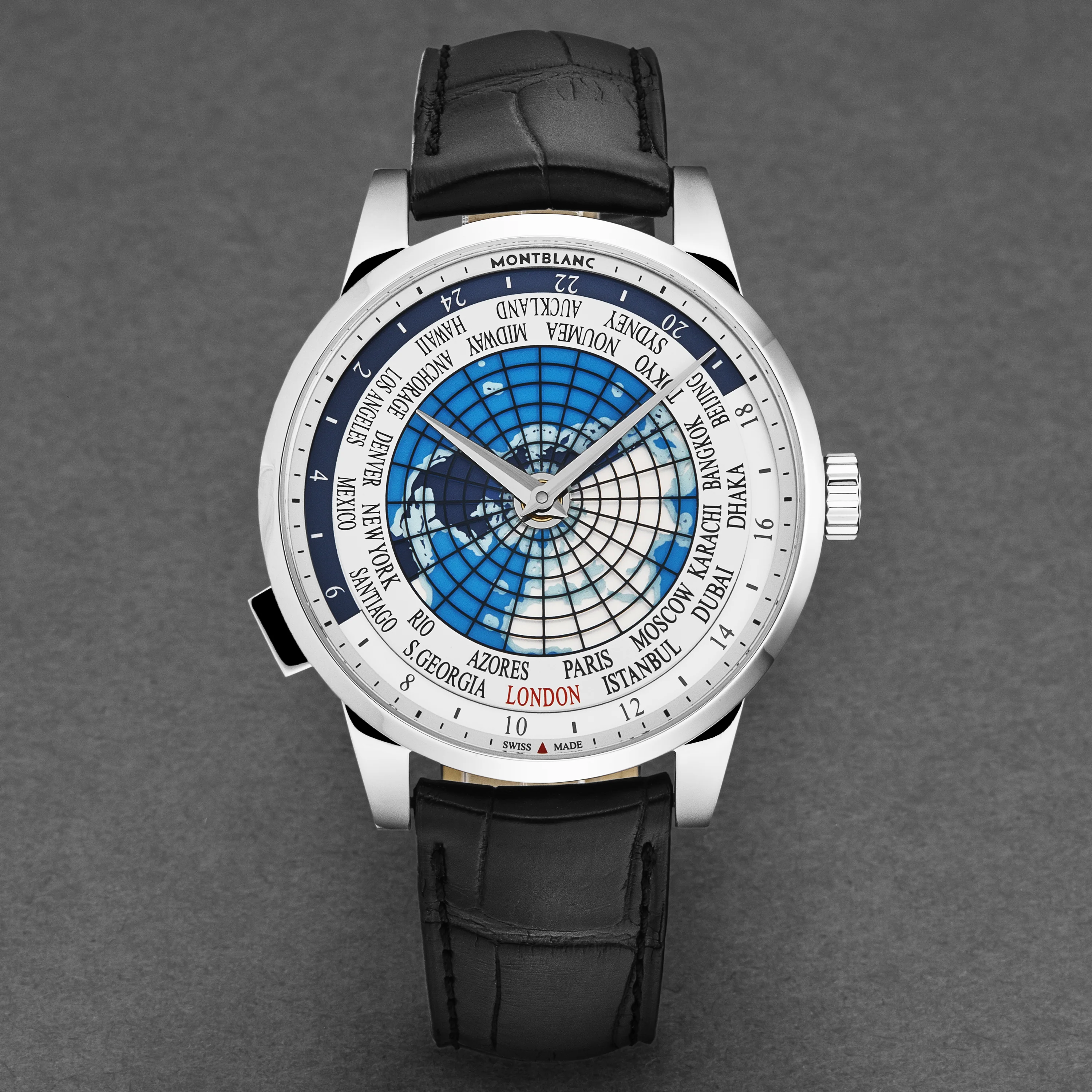 Heritage 112308 / Silver / Blue World Map | Silver / Blue World Map Dial - Image 4