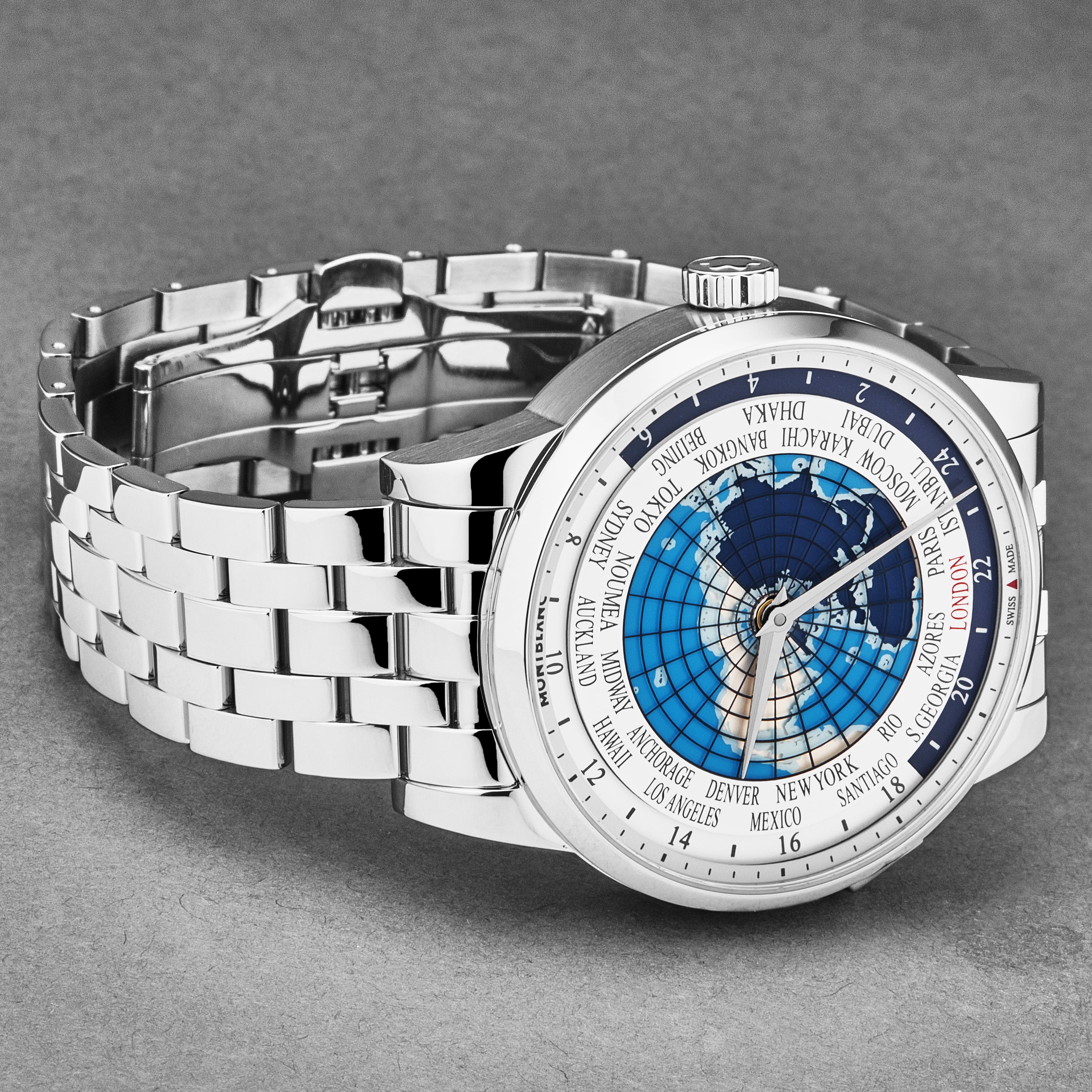 Heritage 112309 / Silver / Blue World Map | Silver / Blue World Map Dial - Image 2