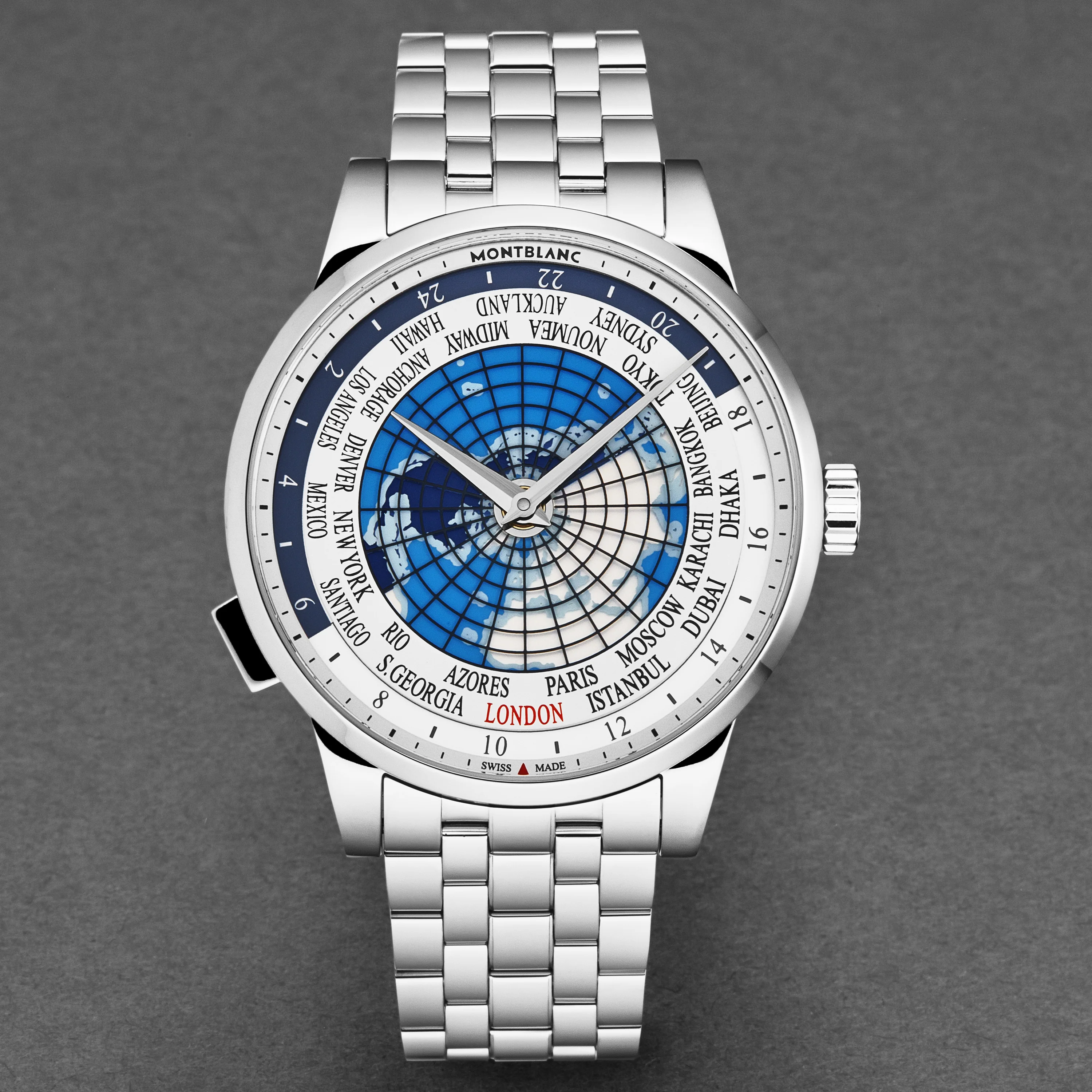 Heritage 112309 / Silver / Blue World Map | Silver / Blue World Map Dial - Image 4