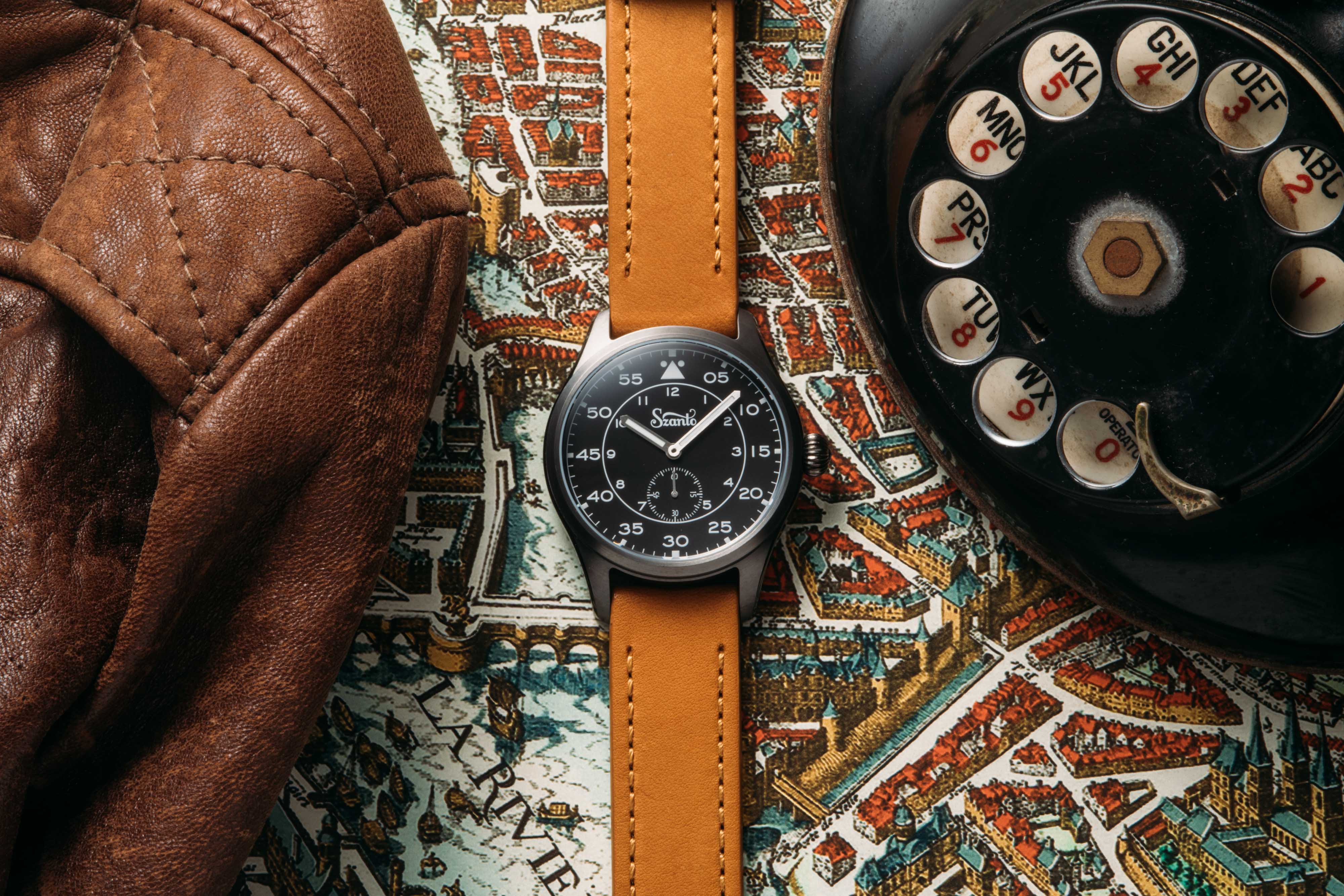 Heritage Aviator 2750 Series Gun Gray / Black / Tan | Black Dial - Image 3
