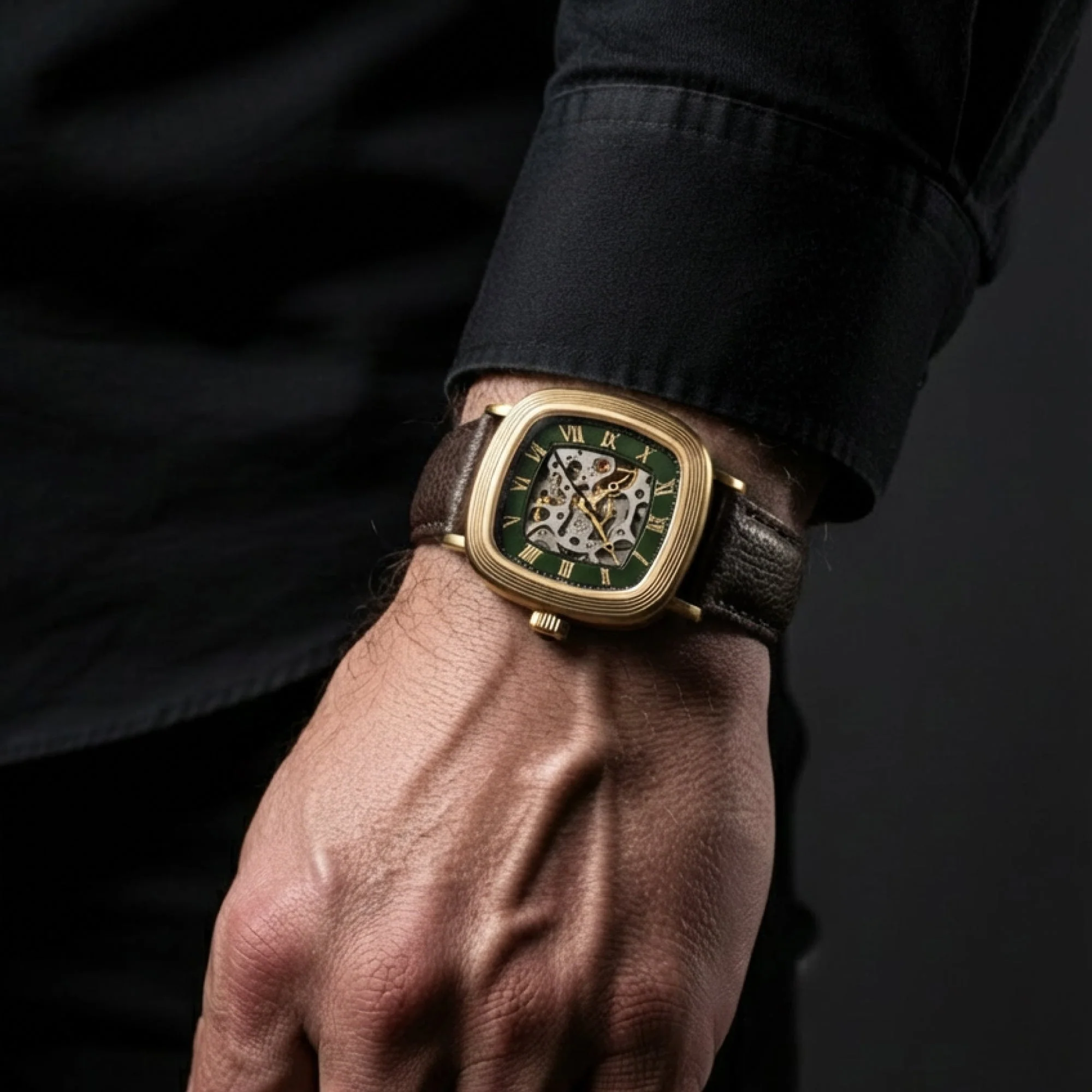 Heritage Chester Skeleton Automatic Green / Genuine Leather | Green Dial - Image 2
