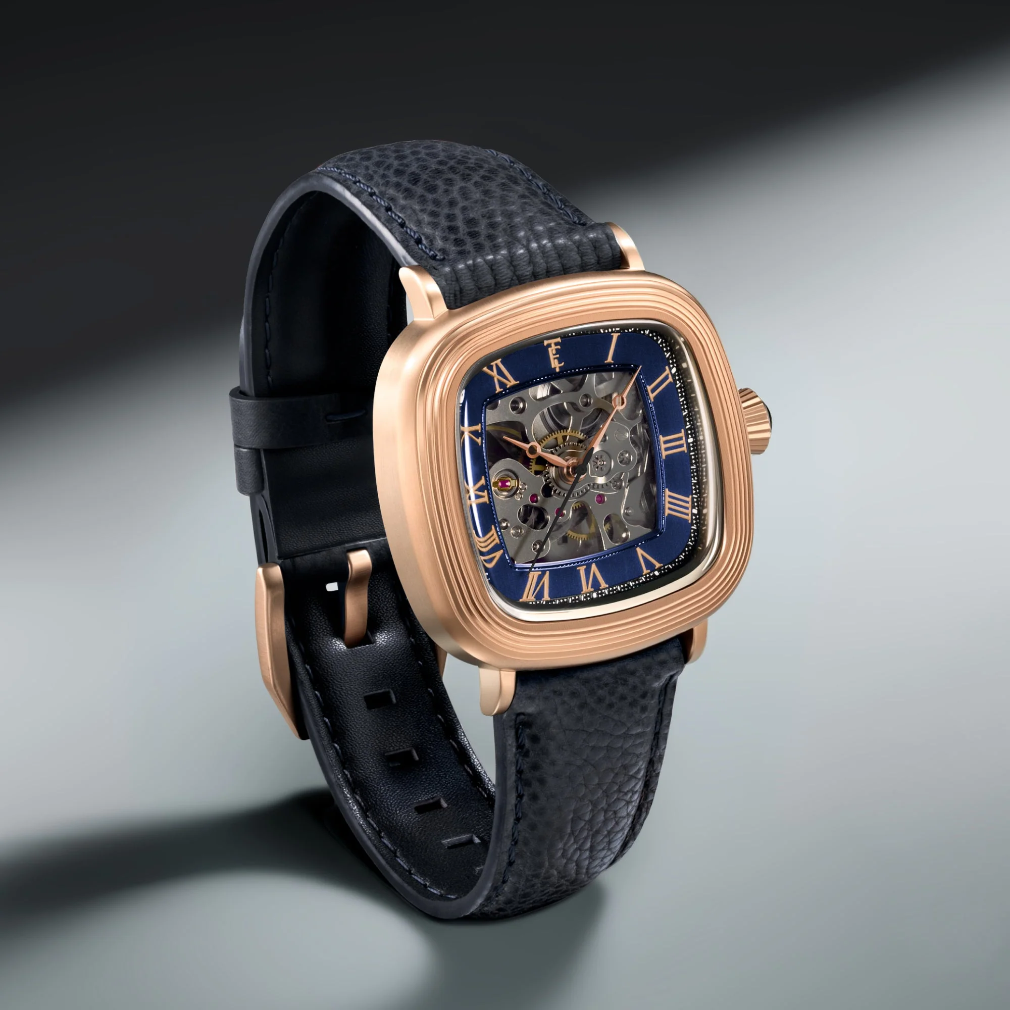 Heritage Chester Skeleton Automatic Rose Gold & Blue / Genuine Leather | Blue Dial - Image 3