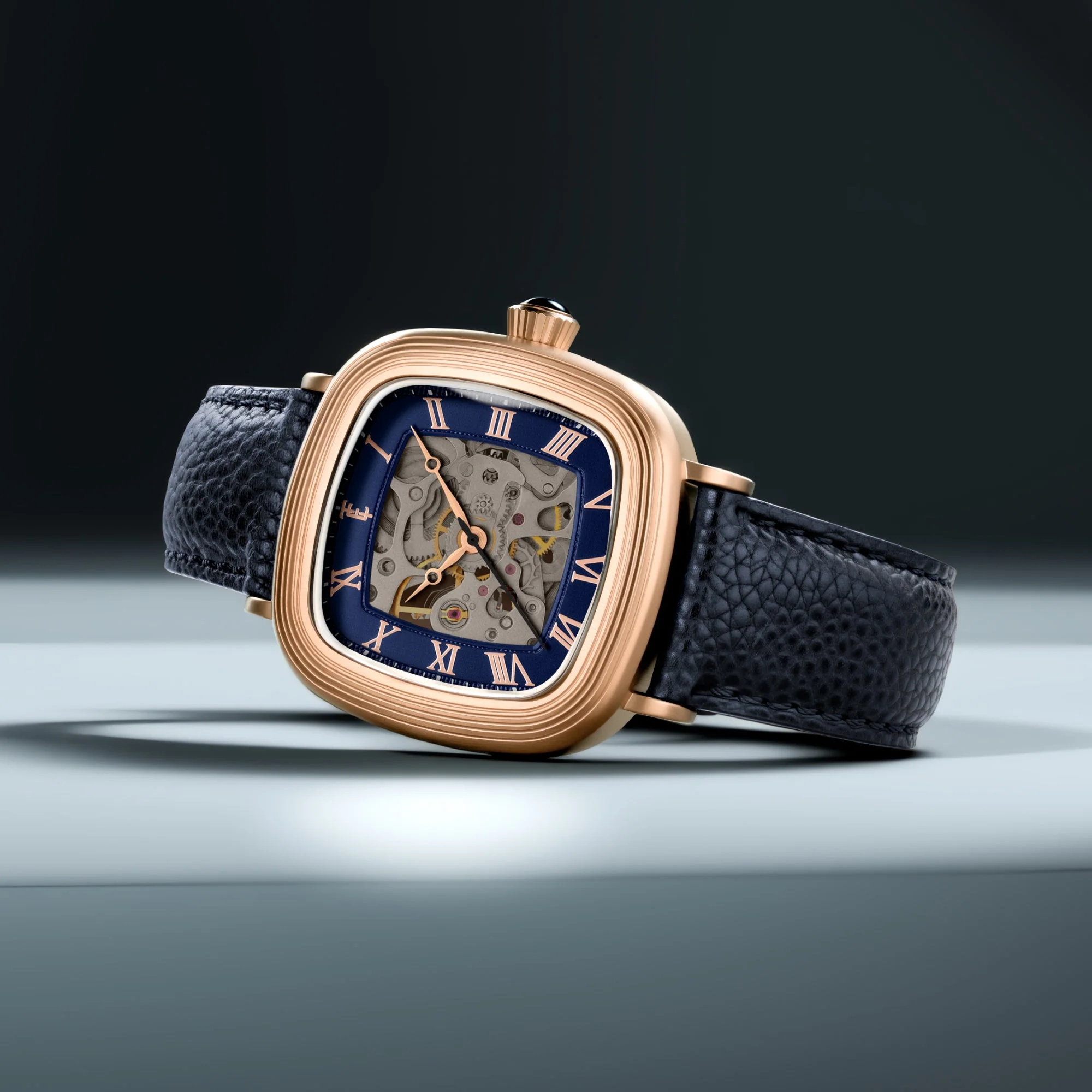 Heritage Chester Skeleton Automatic Rose Gold & Blue / Genuine Leather | Blue Dial - Image 4