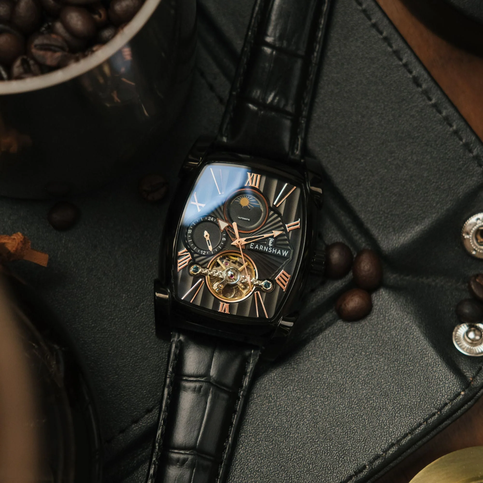 Heritage Kensington Multifunction Automatic Black & Rose Gold / Black Leather | Black Dial - Image 3