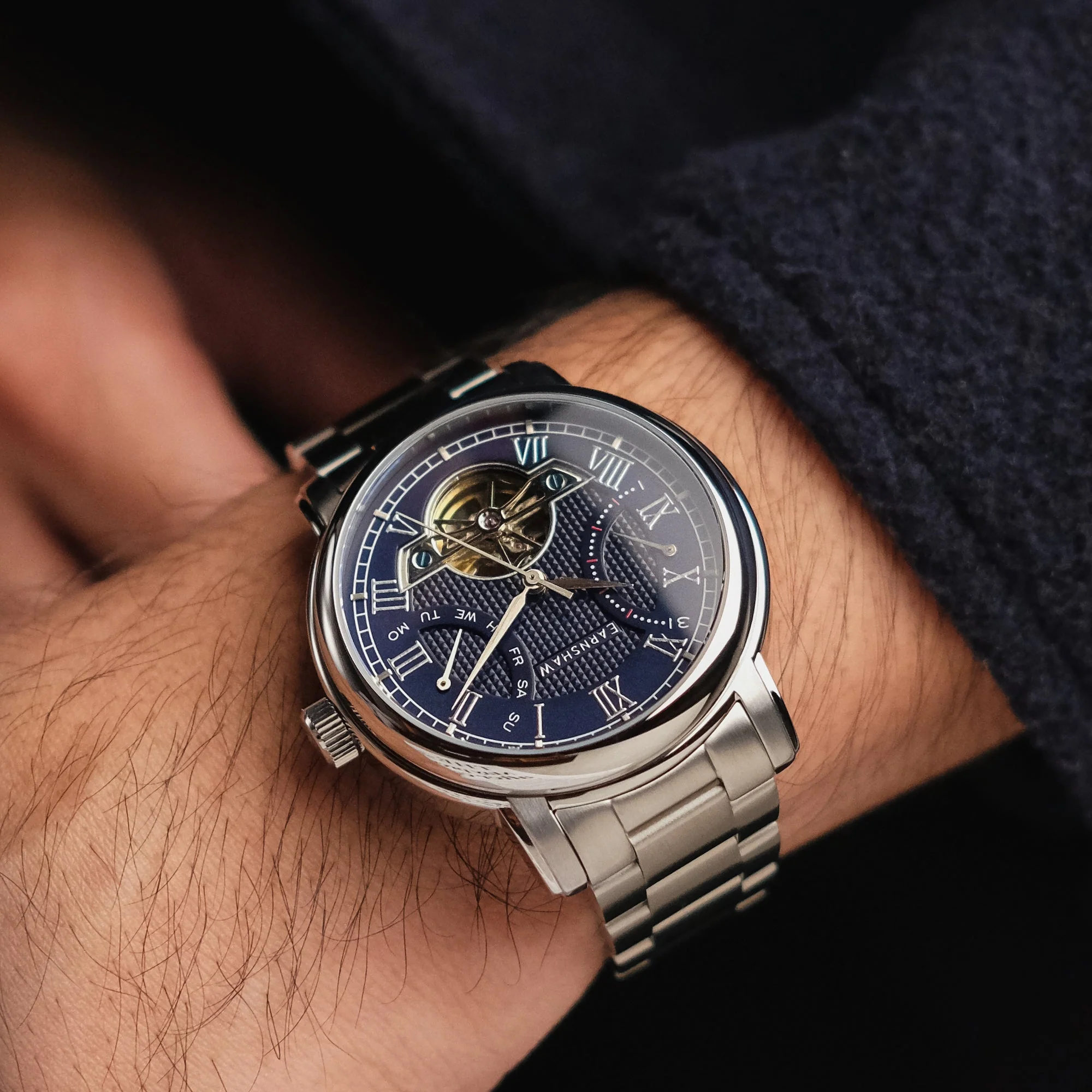 Heritage Longcase Double Retrograde Calendar Open Heart Automatic Blue / Stainless Steel | Blue Dial - Image 3