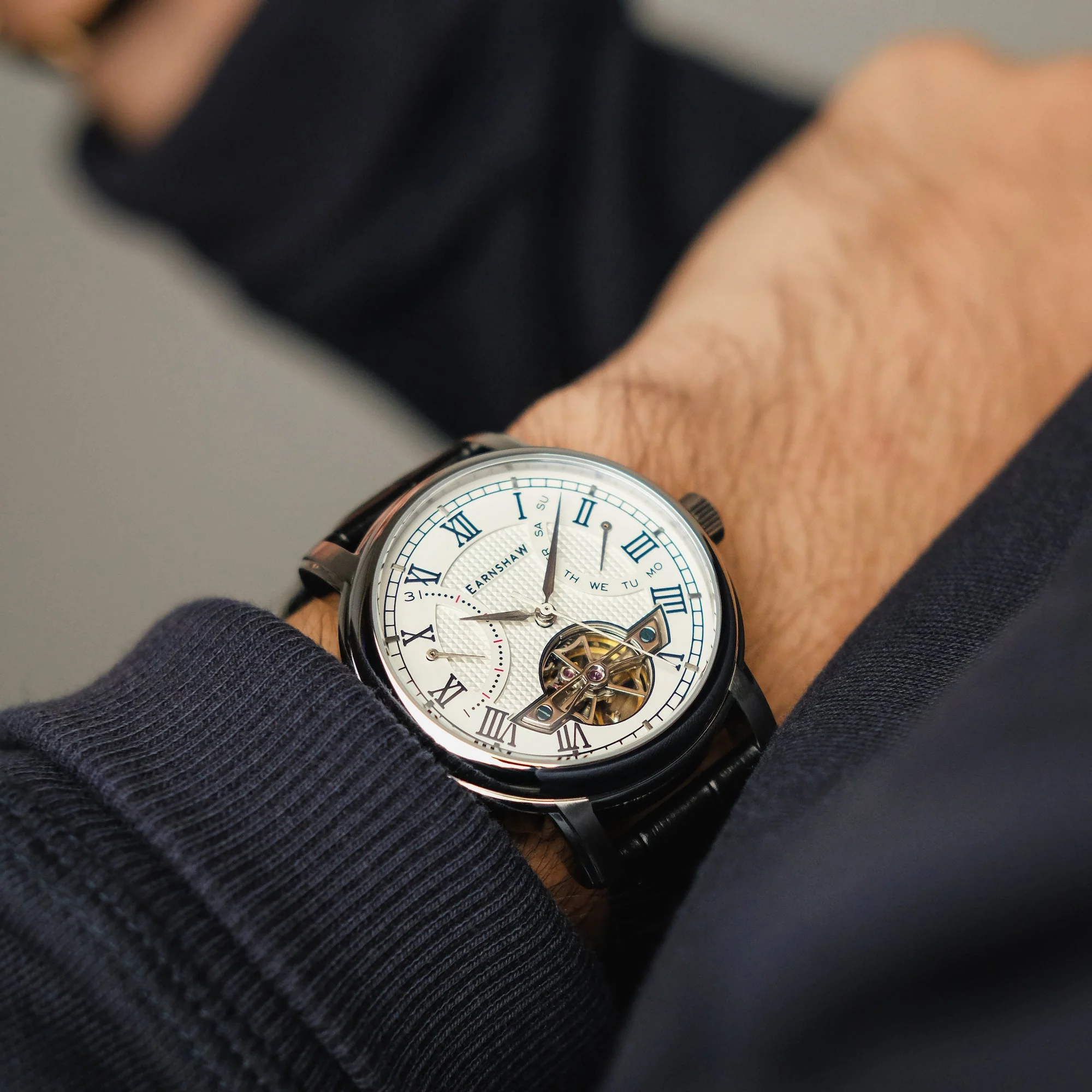 Heritage Longcase Double Retrograde Calendar Open Heart Automatic White / Genuine Leather Strap | White Dial - Image 2