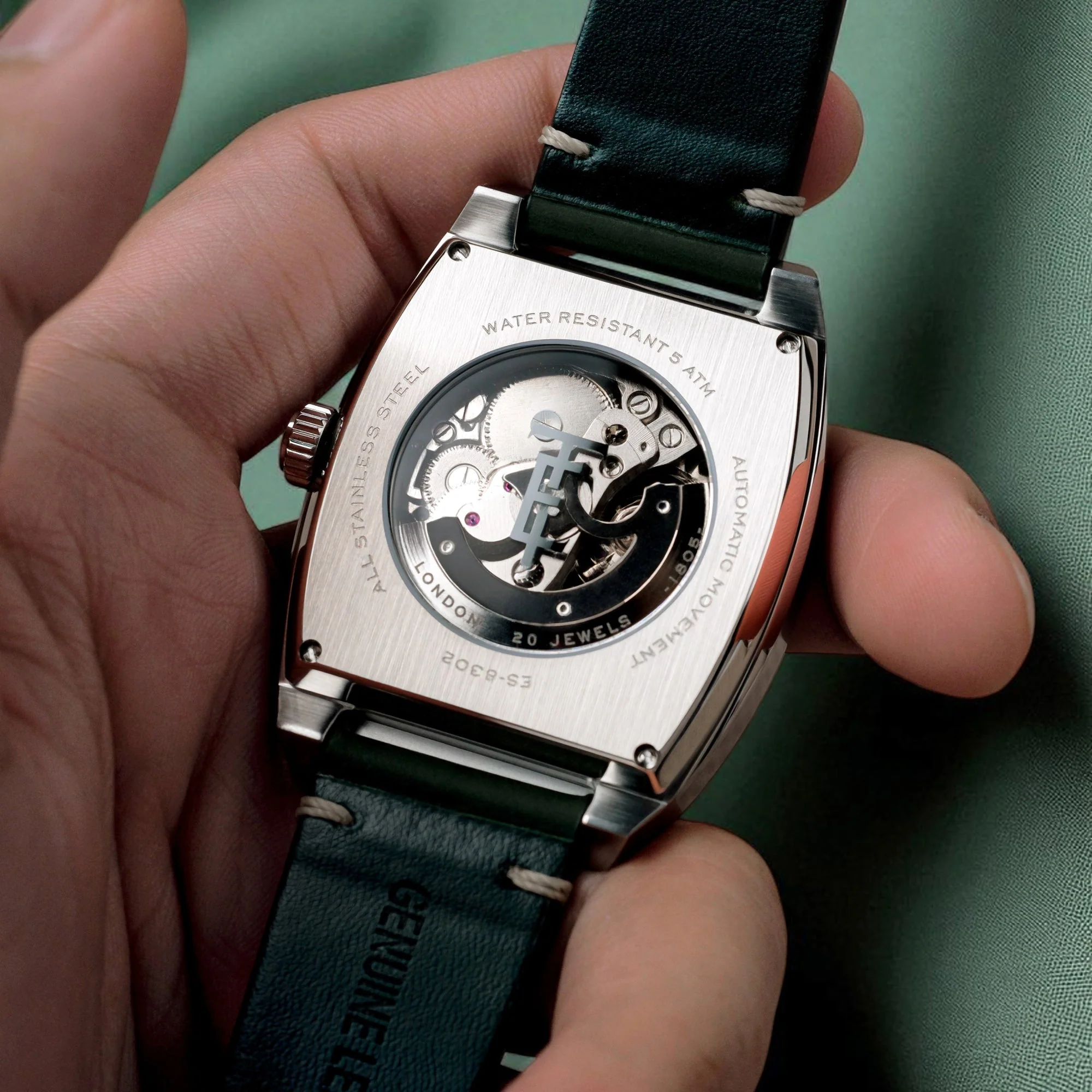 Heritage Wellington Skeleton Automatic Green / Genuine Leather | Green Dial - Image 4
