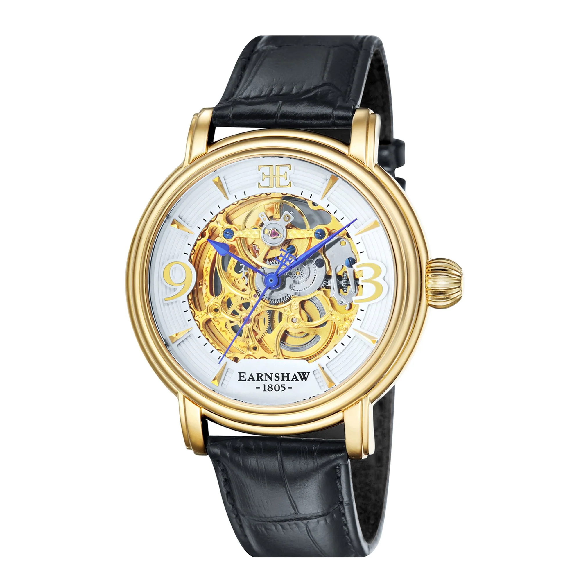 Longcase Automatic Skeleton Watch Silver White & Black / Genuine leather strap | Silver Dial - Image 8