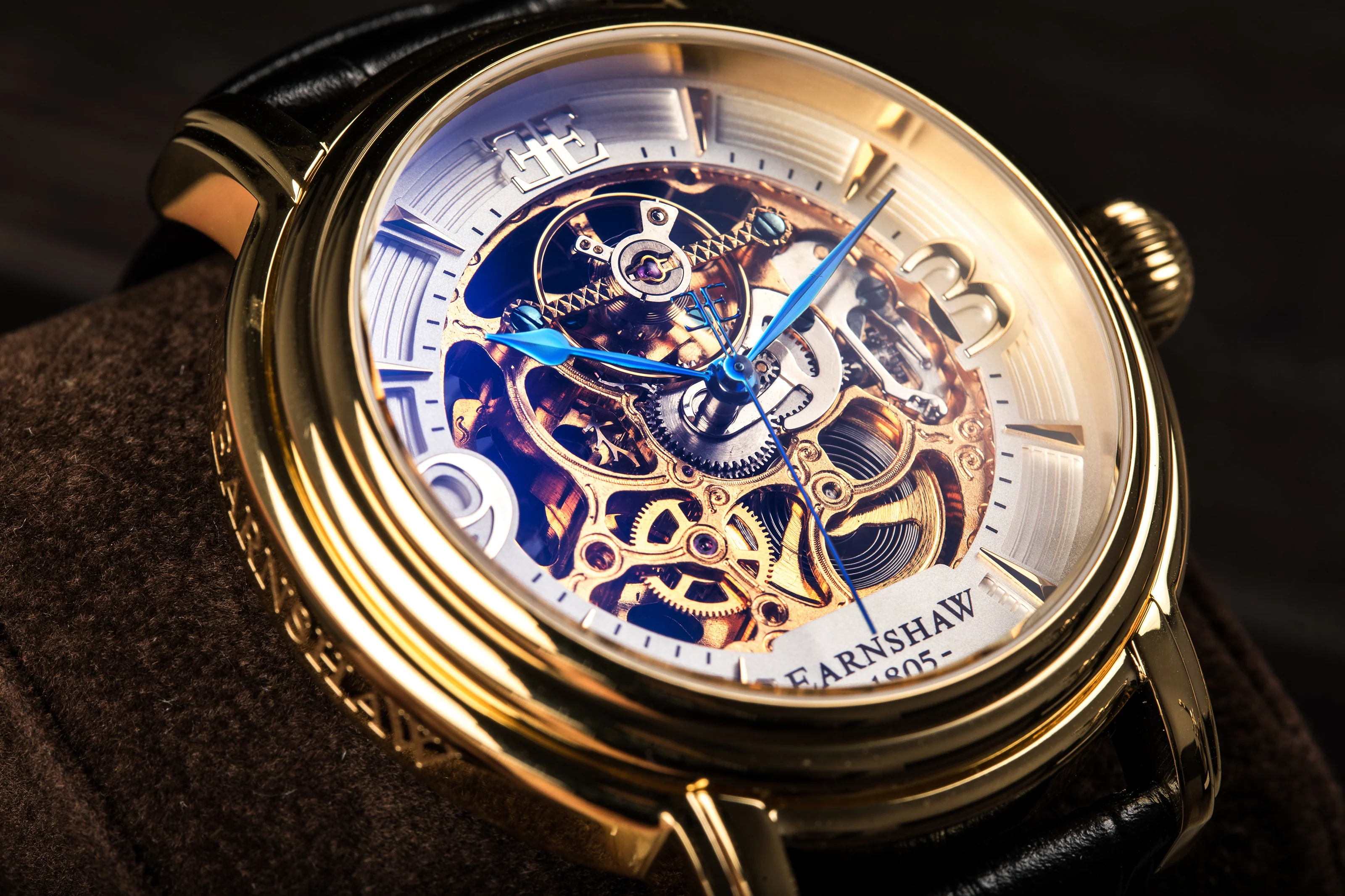 Longcase Automatic Skeleton Watch Silver White & Black / Genuine leather strap | Silver Dial - Image 9