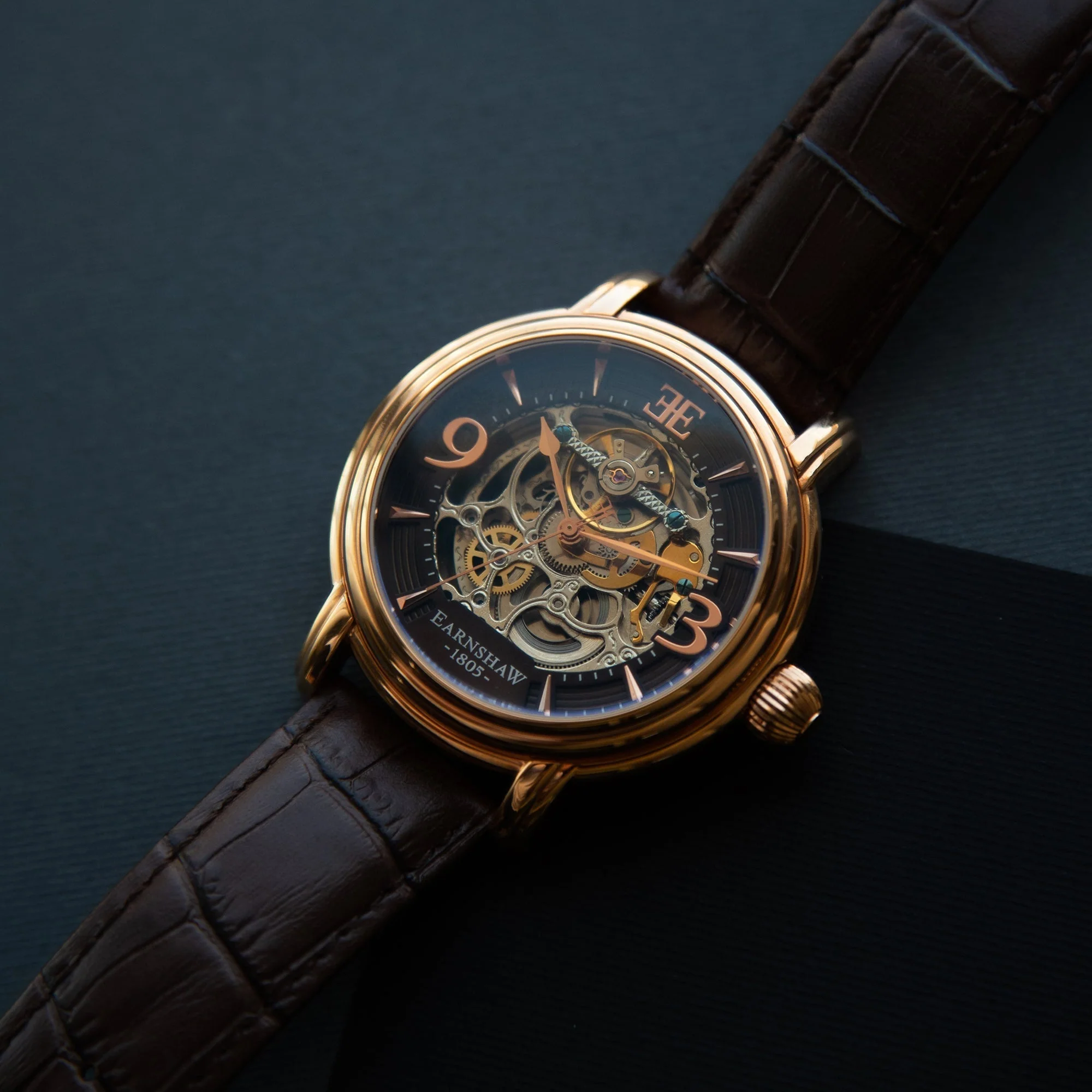Longcase Automatic Skeleton Watch Brown / Genuine leather strap | Brown Dial - Image 15