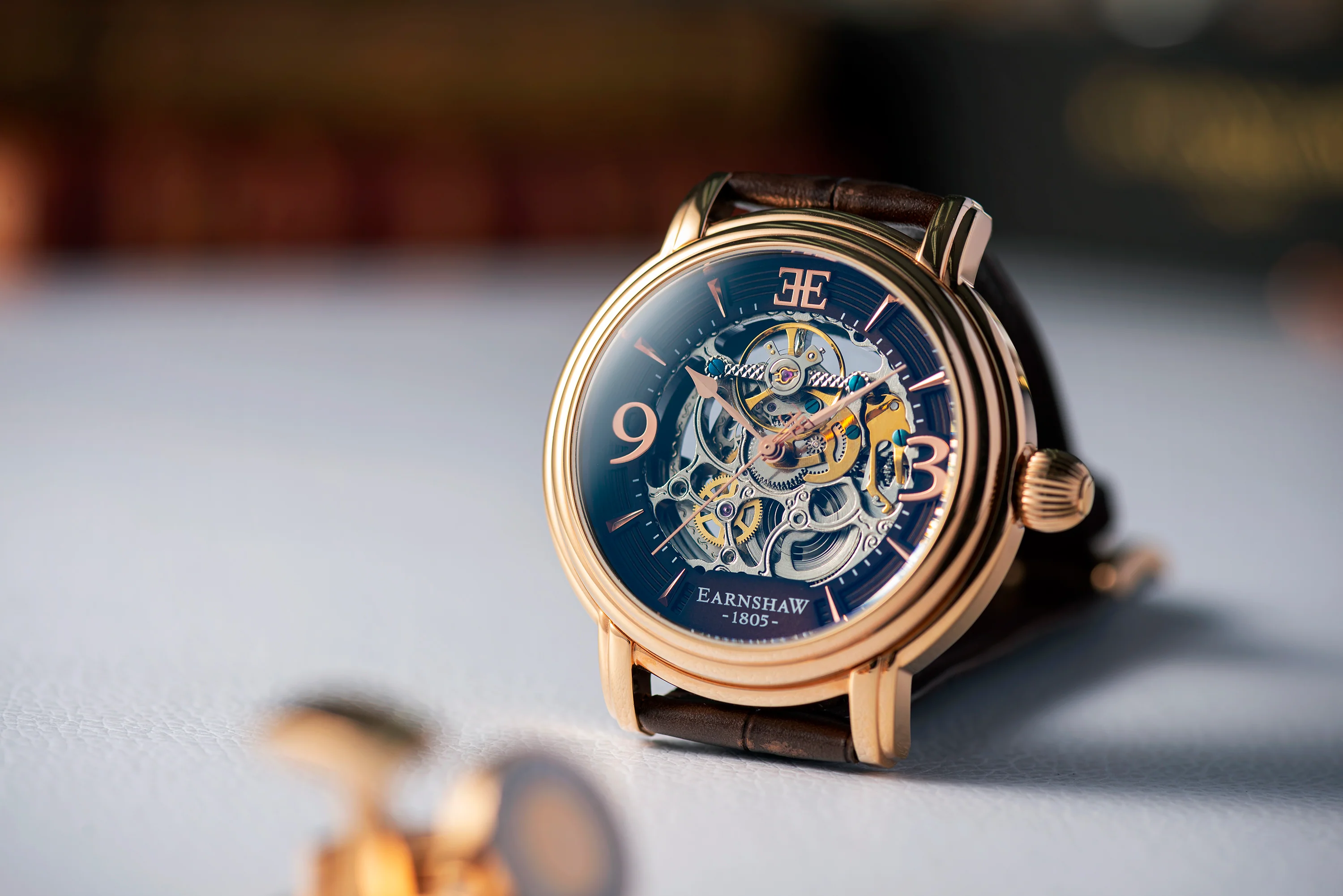 Longcase Automatic Skeleton Watch Brown / Genuine leather strap | Brown Dial - Image 19