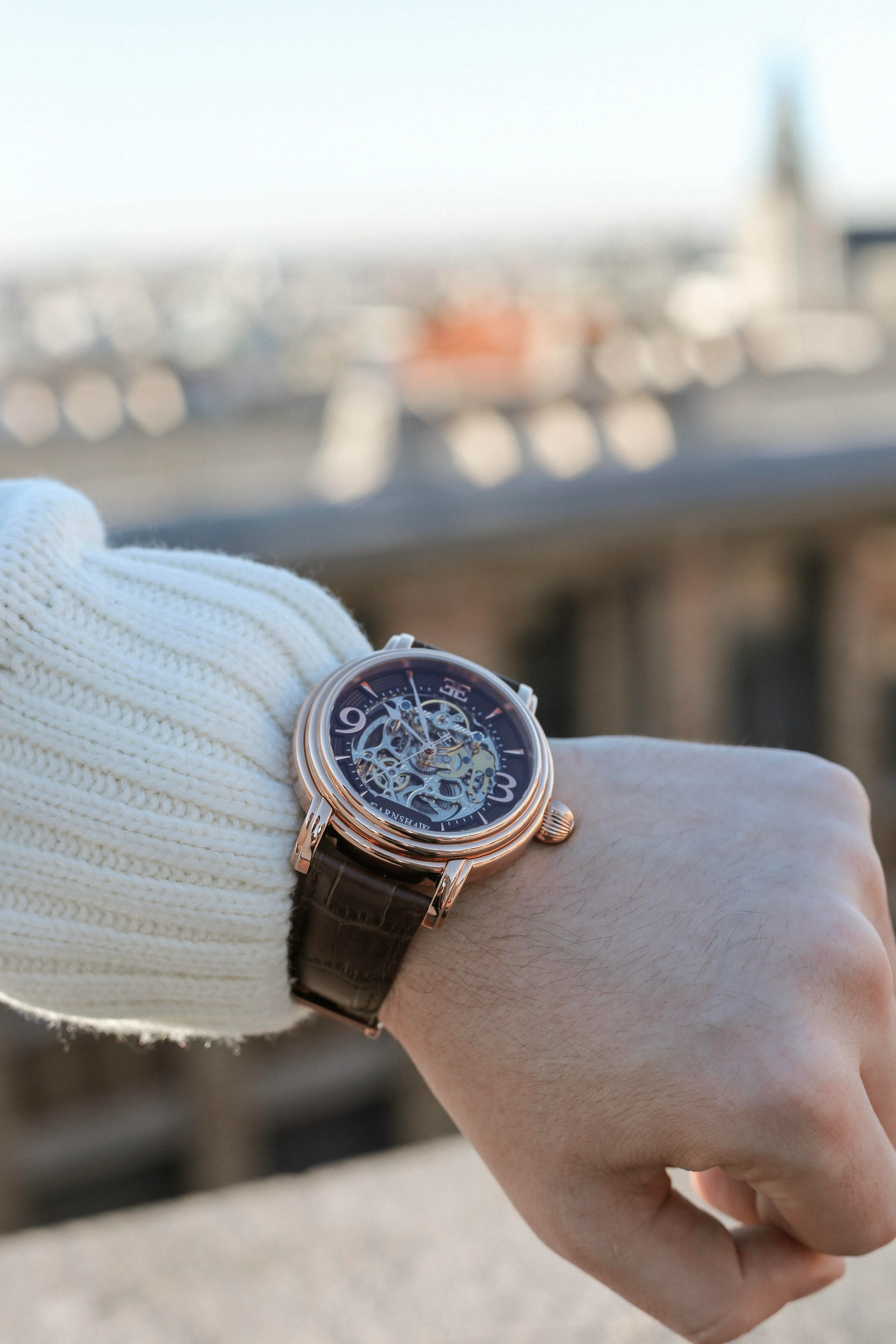 Longcase Automatic Skeleton Watch Brown / Genuine leather strap | Brown Dial - Image 20