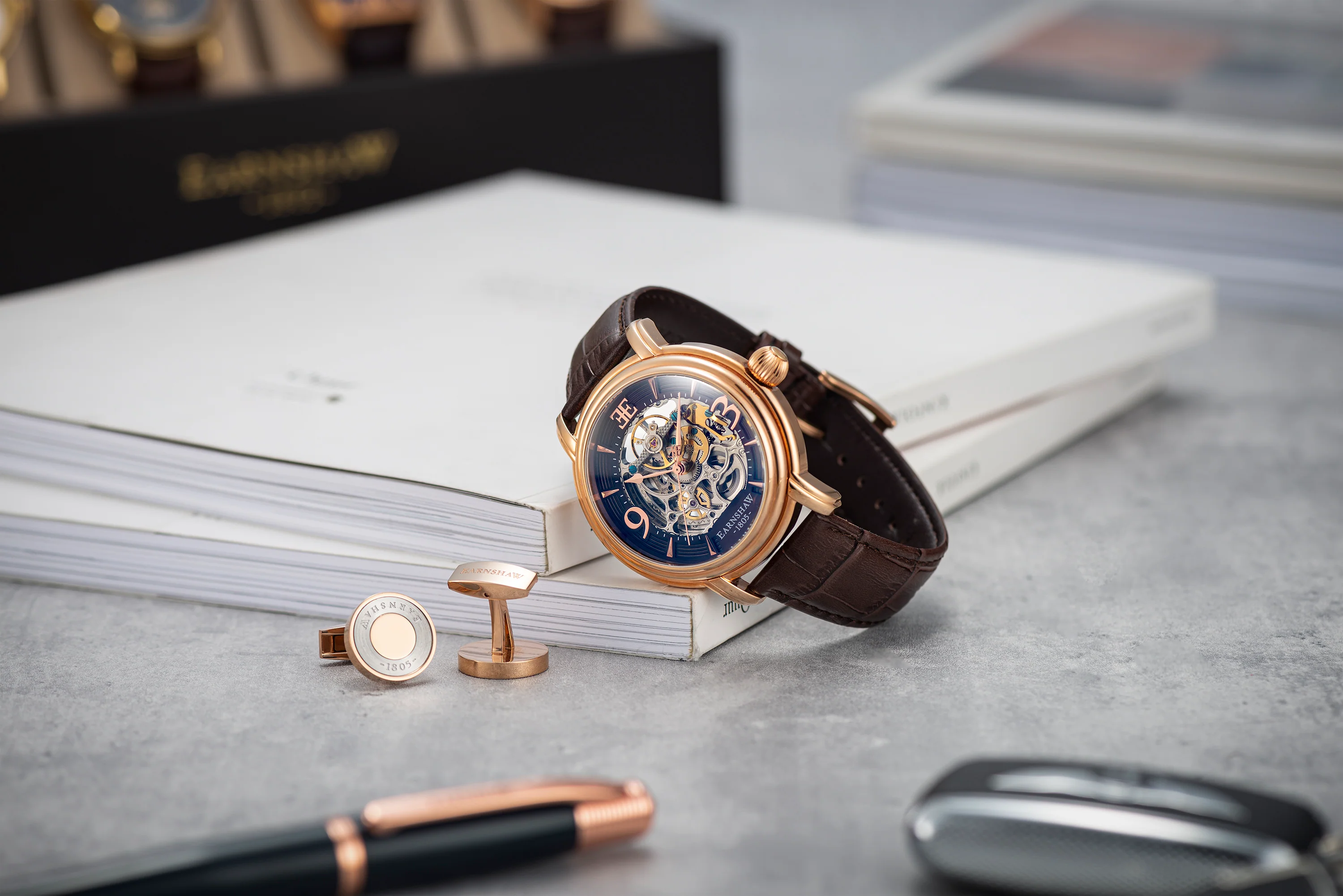 Longcase Automatic Skeleton Watch Brown / Genuine leather strap | Brown Dial - Image 21