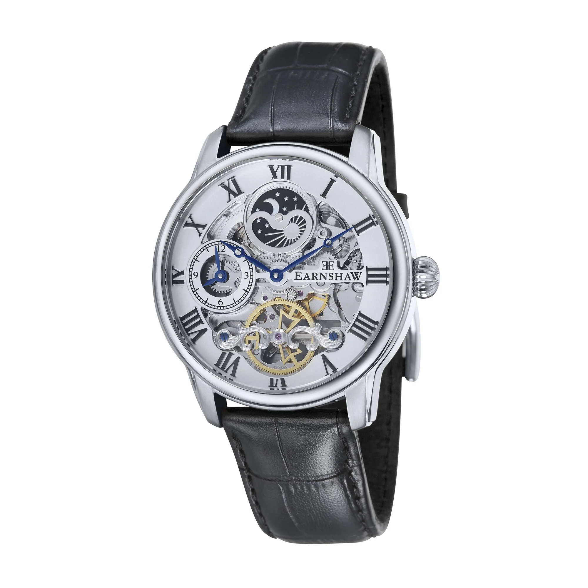 Longitude Automatic Skeleton Watch Silver White & Black / Genuine leather strap Silver Dial - Image 5