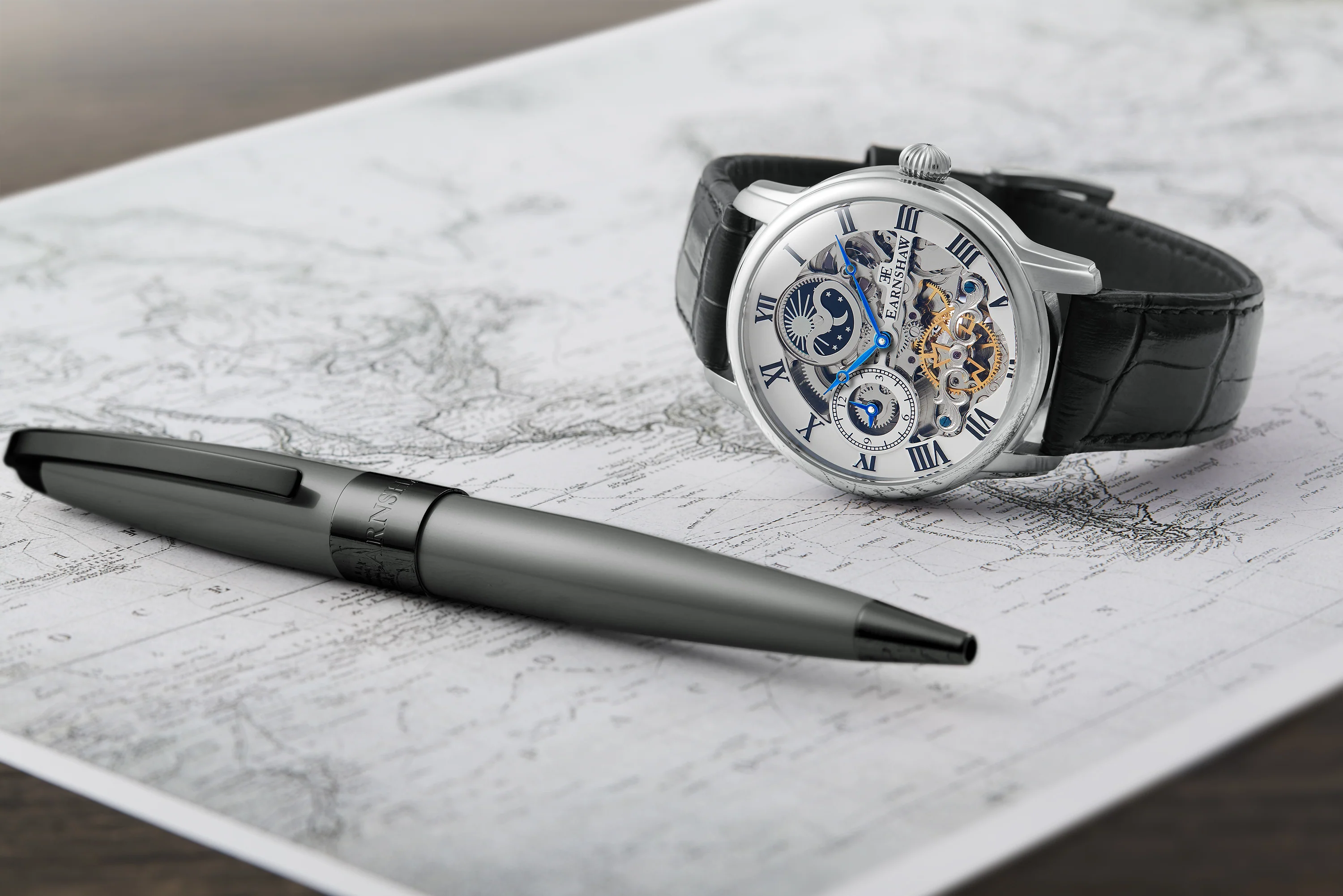 Longitude Automatic Skeleton Watch Silver White & Black / Genuine leather strap Silver Dial - Image 8