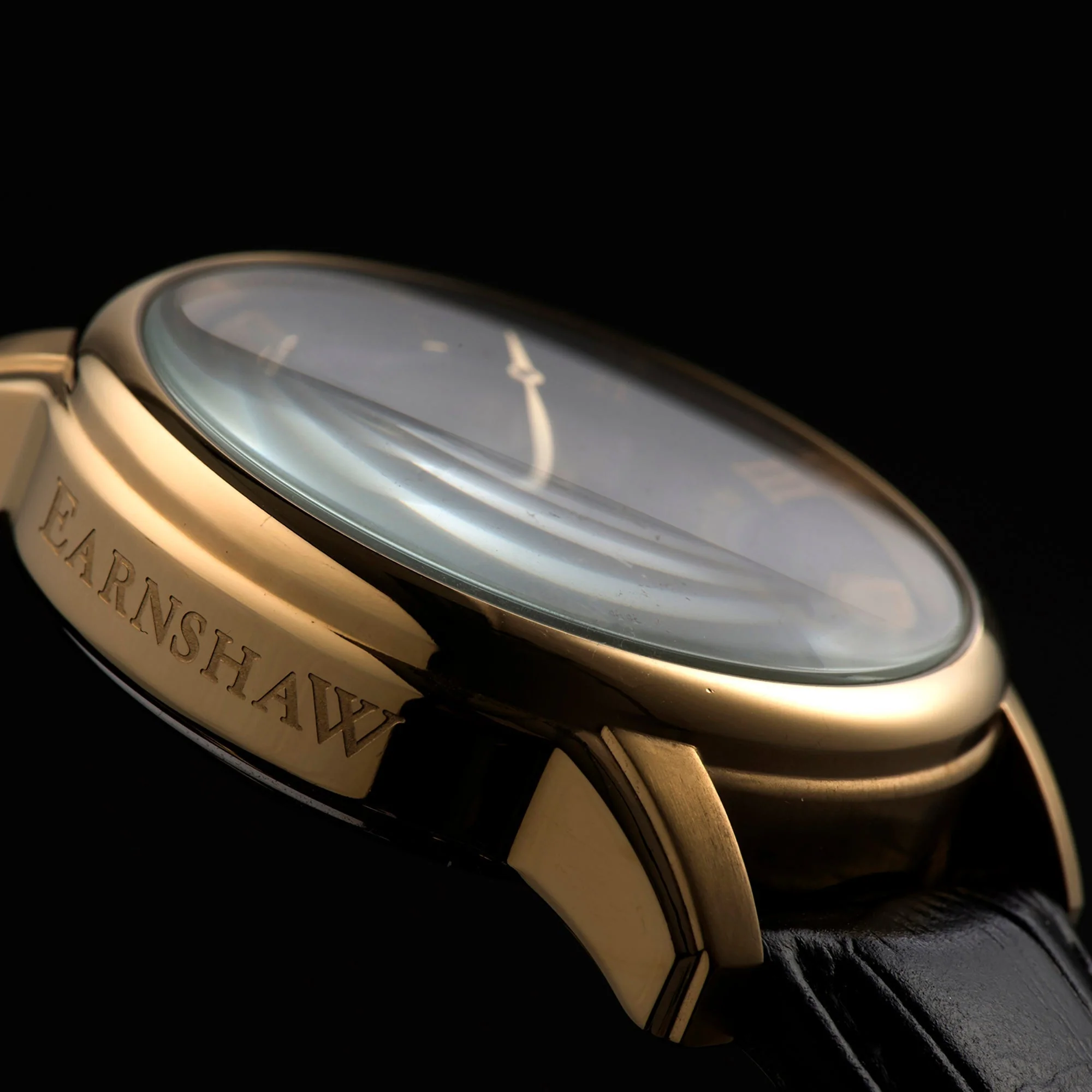 Longitude Automatic Skeleton Watch Black w/ Genuine leather strap | Black Dial - Image 5