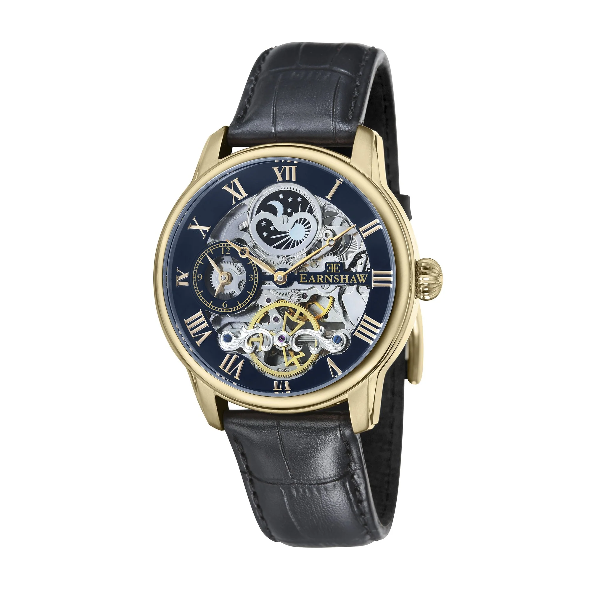 Longitude Automatic Skeleton Watch Black w/ Genuine leather strap | Black Dial - Image 7
