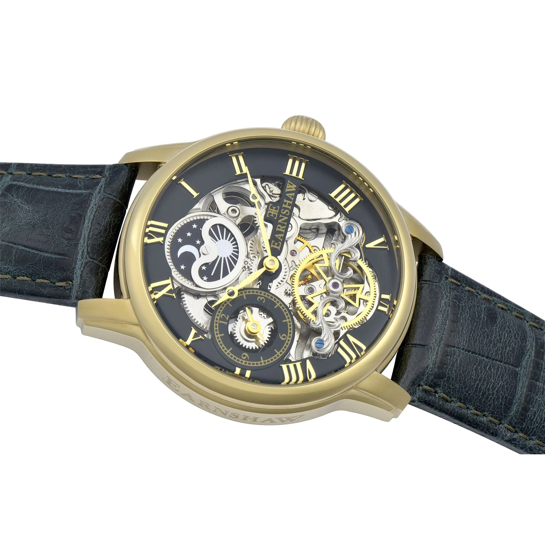 Longitude Automatic Skeleton Watch Green / Genuine leather strap | Semi-transparent Dial - Image 5