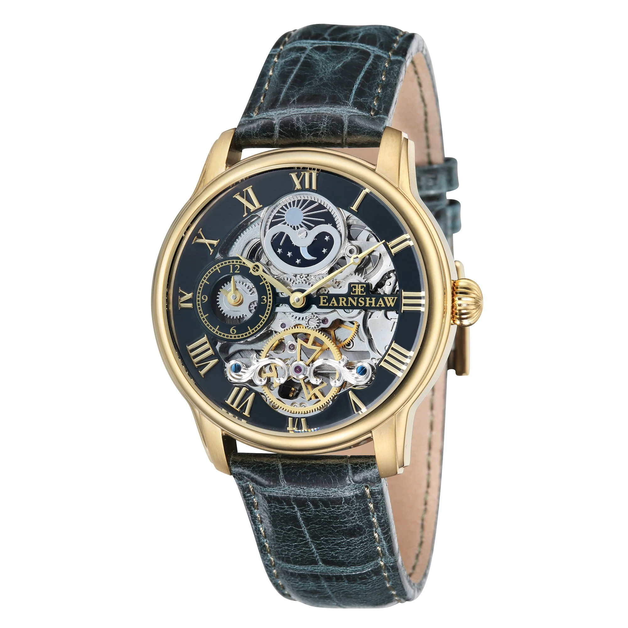Longitude Automatic Skeleton Watch Green / Genuine leather strap | Semi-transparent Dial - Image 8