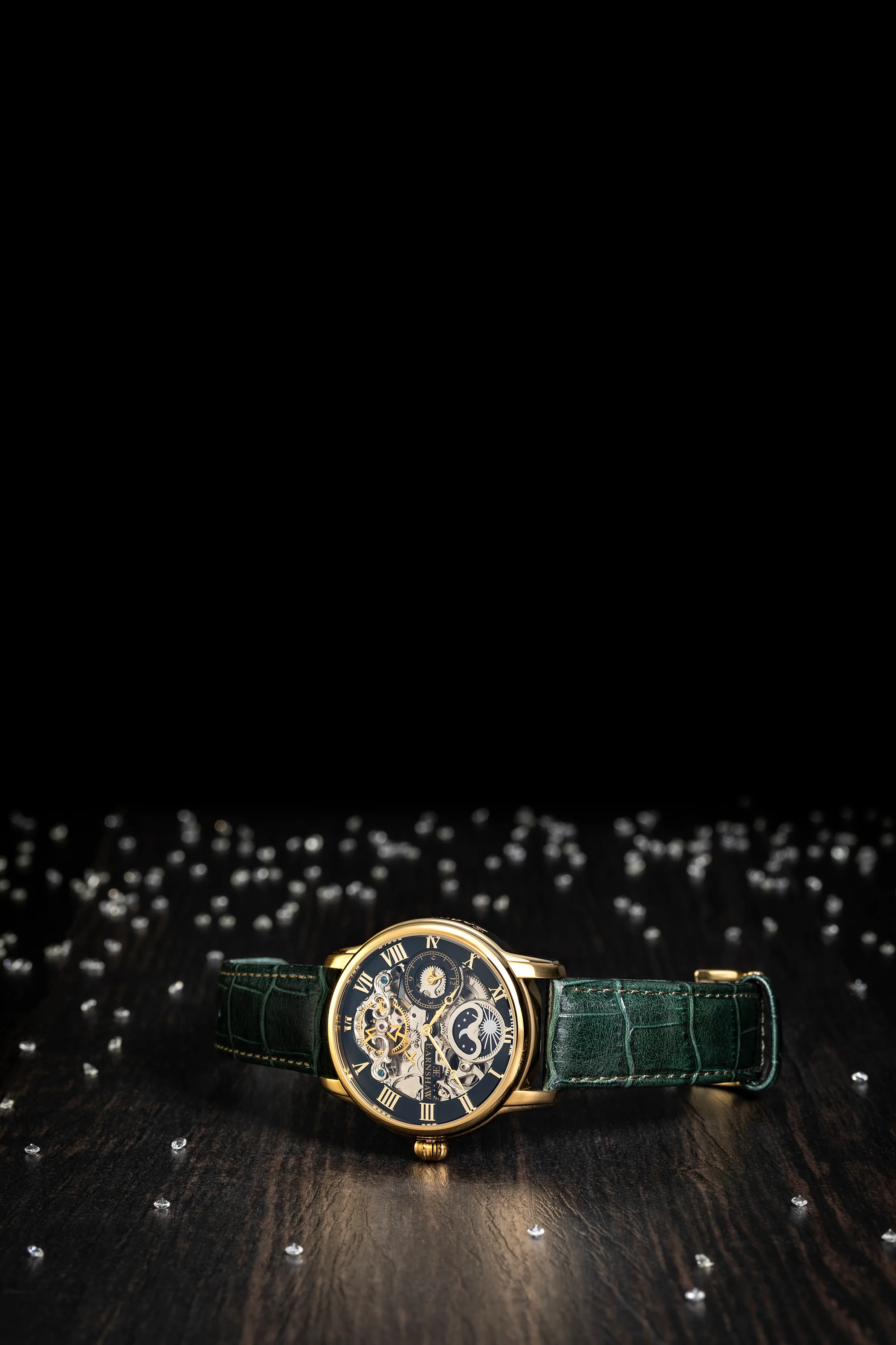 Longitude Automatic Skeleton Watch Green / Genuine leather strap | Semi-transparent Dial - Image 9
