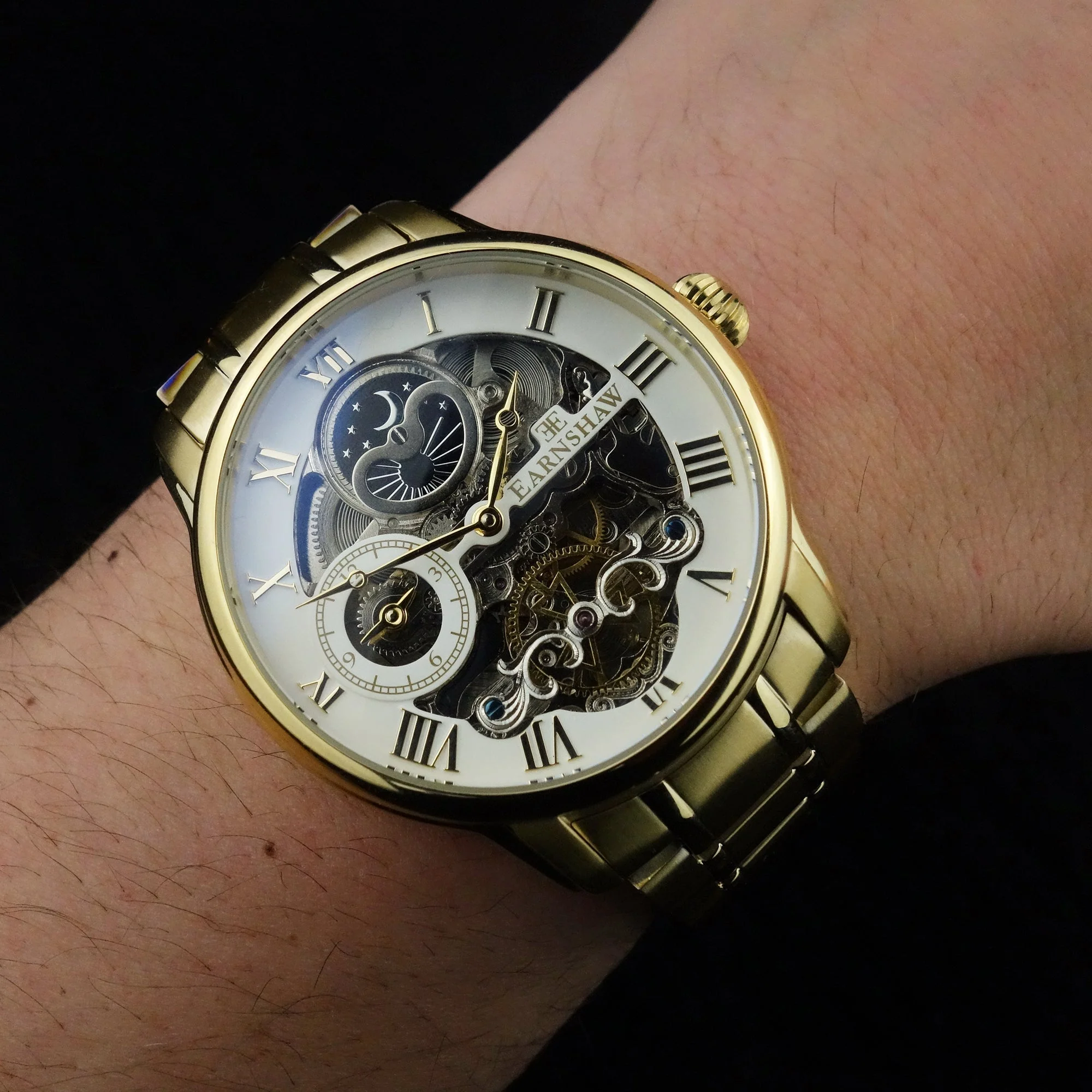 Longitude Automatic Skeleton Watch White & Ionic Plating Gold / Solid bracelet | White Dial - Image 2