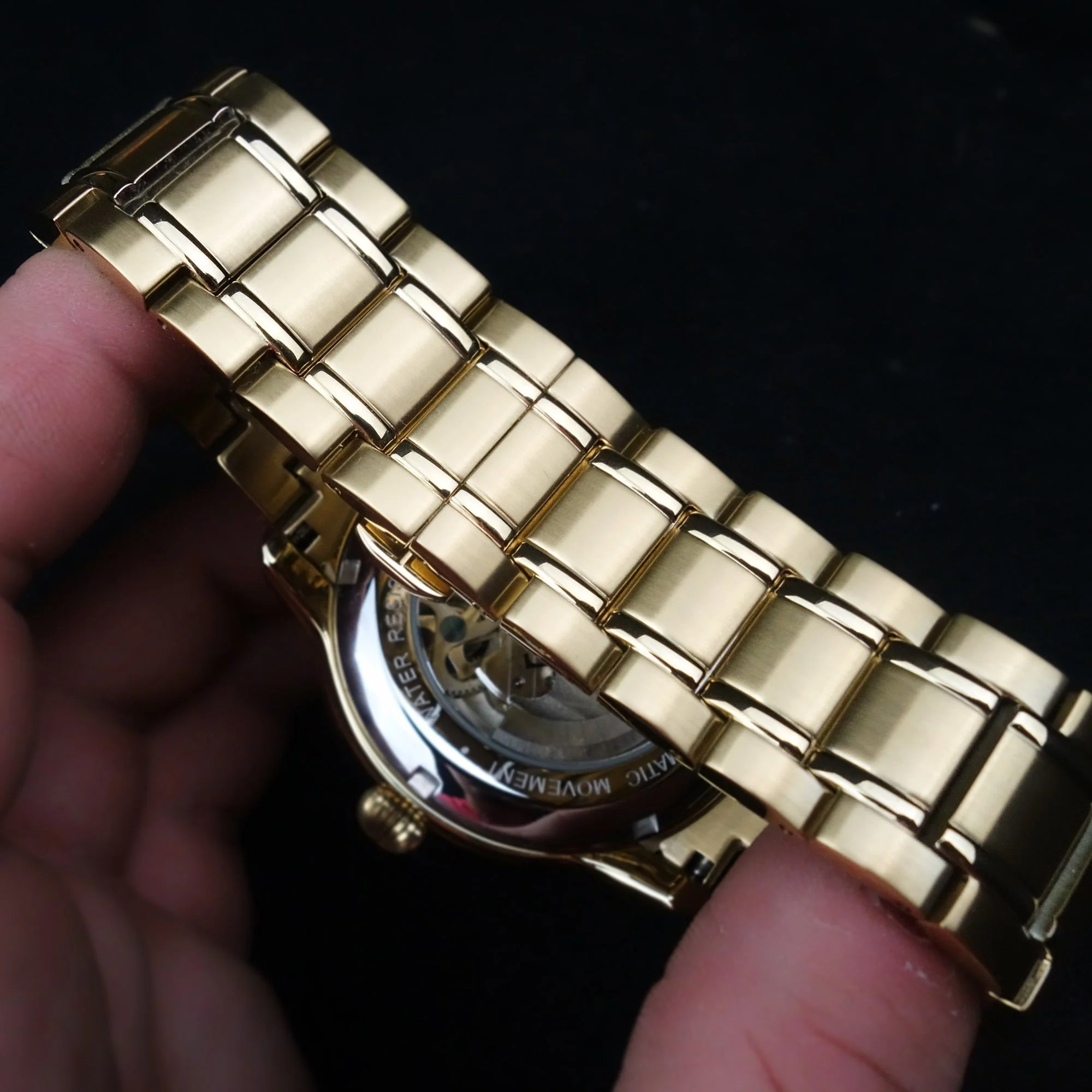 Longitude Automatic Skeleton Watch White & Ionic Plating Gold / Solid bracelet | White Dial - Image 5