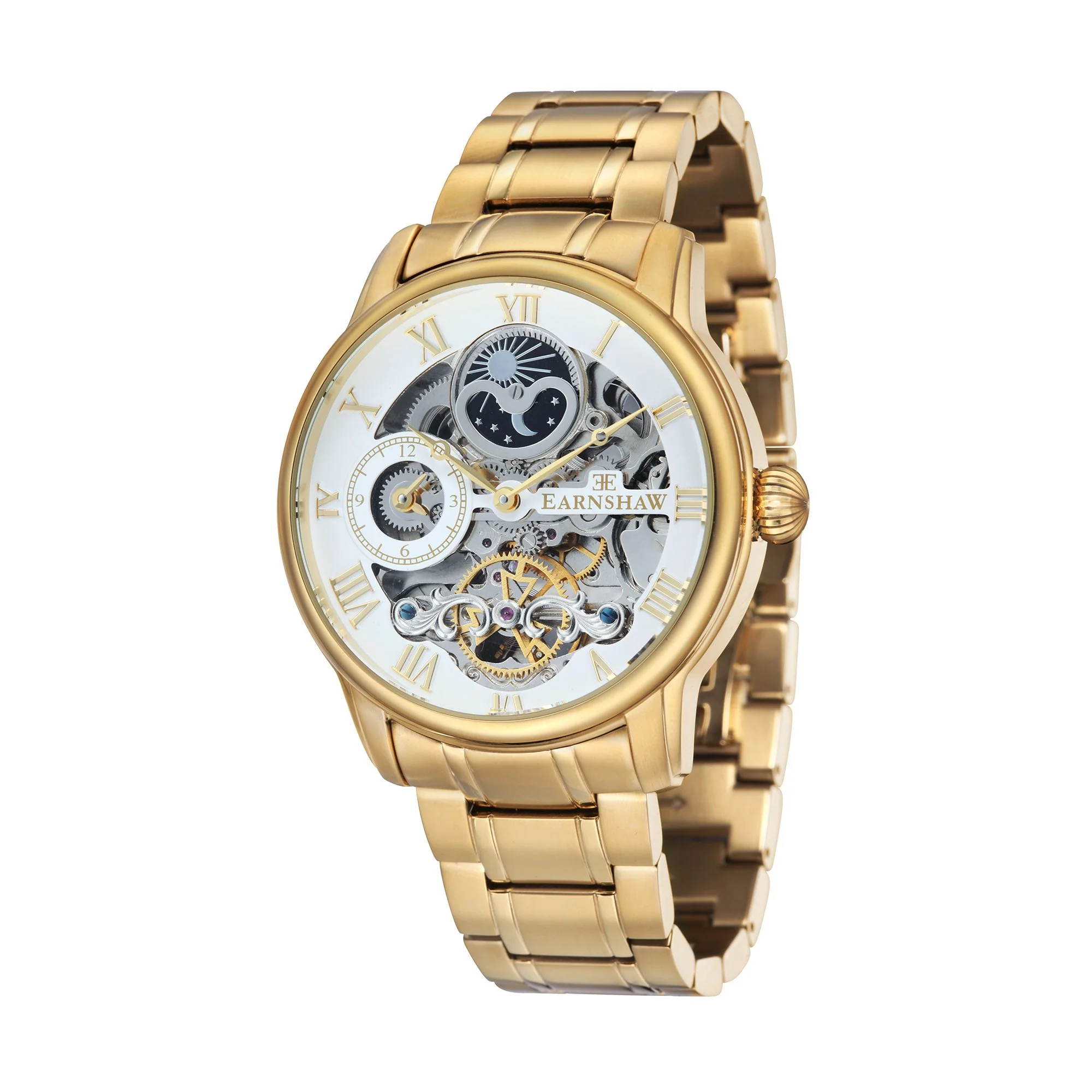 Longitude Automatic Skeleton Watch White & Ionic Plating Gold / Solid bracelet | White Dial - Image 6
