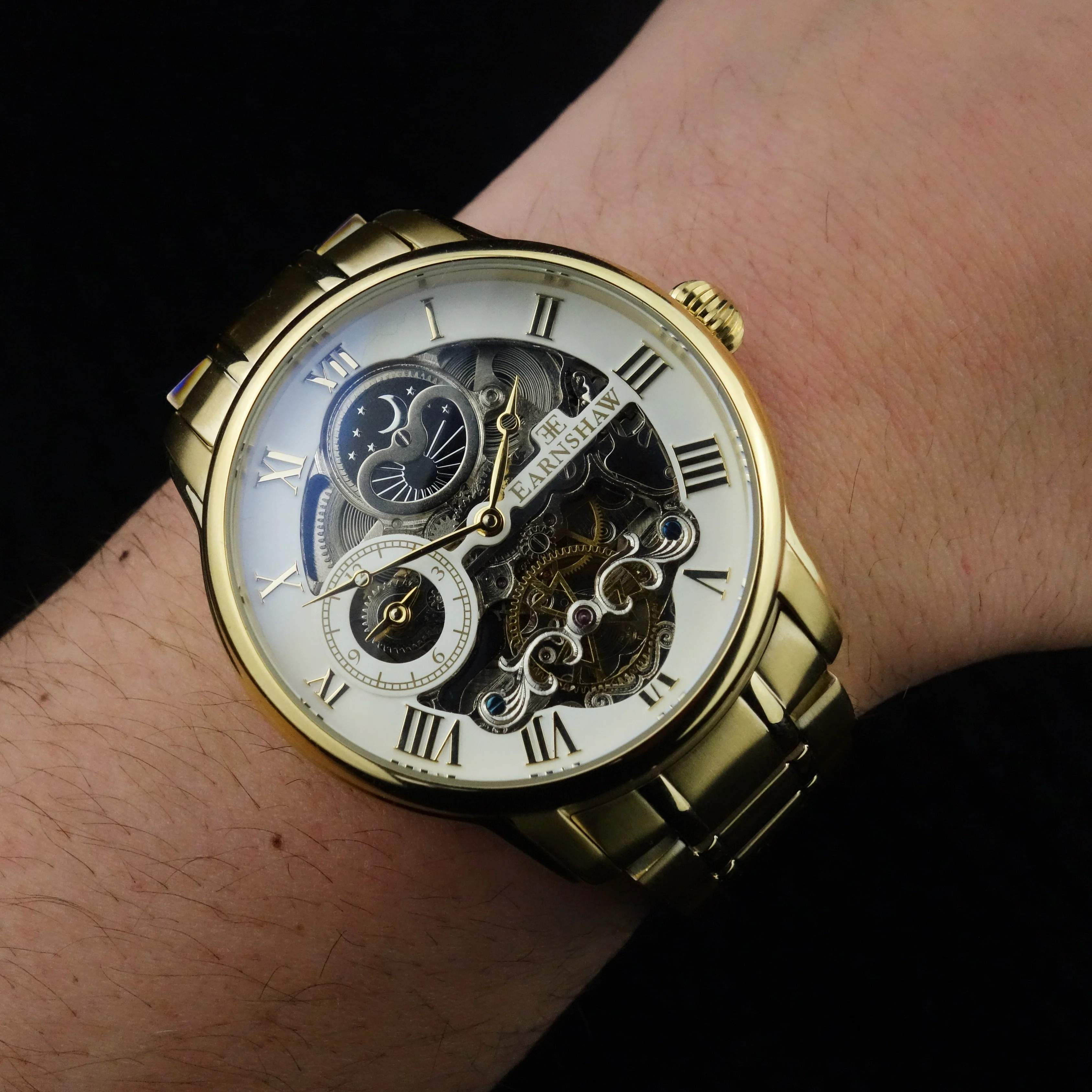 Longitude Automatic Skeleton Watch White & Ionic Plating Gold / Solid bracelet | White Dial - Image 7