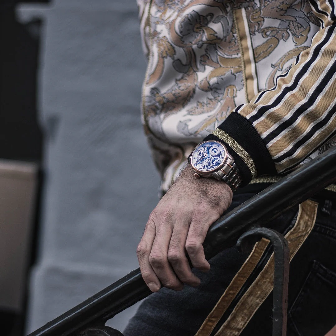 Longitude Automatic Skeleton Watch White & Two Tones Ionic Plating / Solid bracelet | White Dial - Image 4