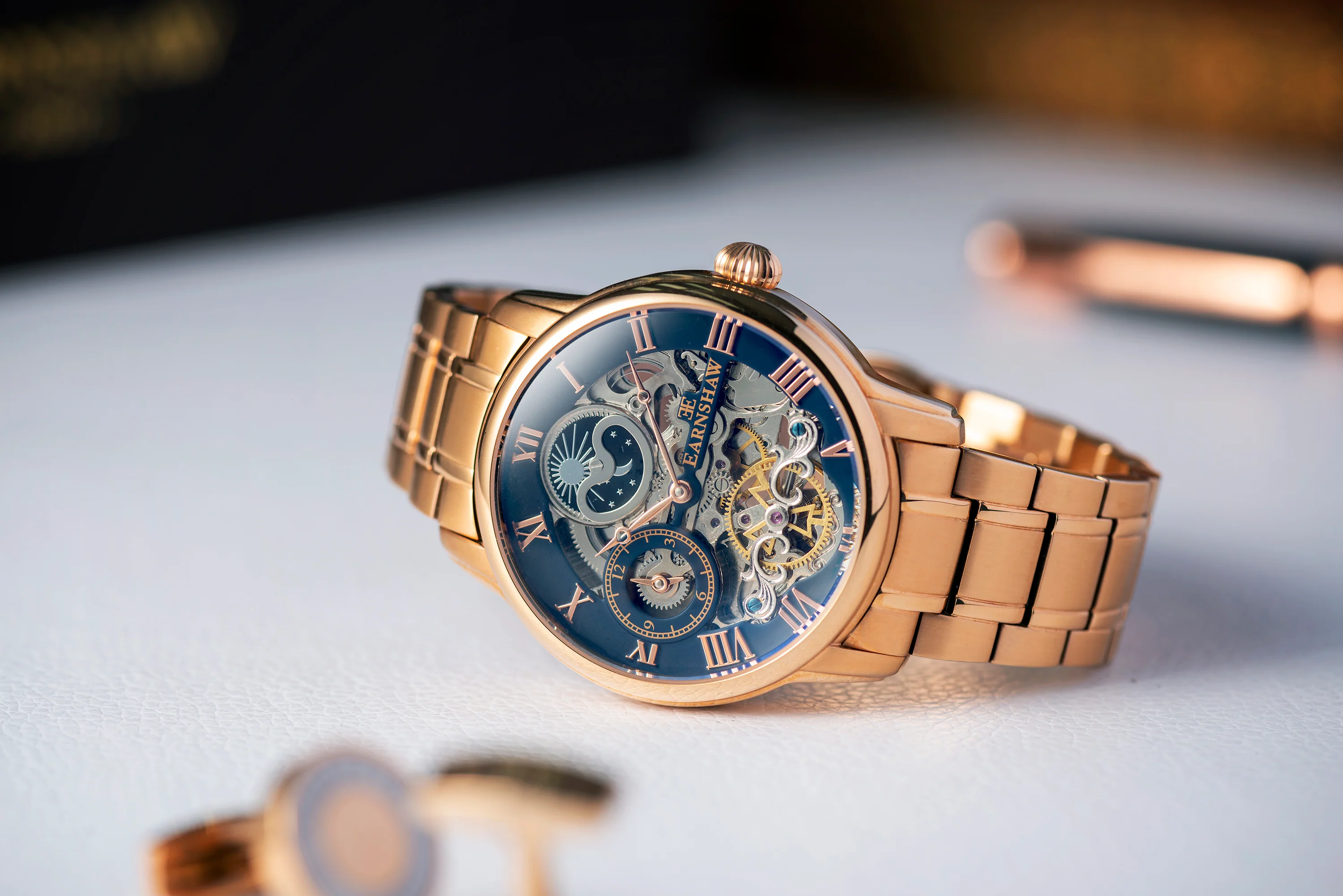 Longitude Automatic Skeleton Watch Black & Ionic Plating Rose Gold / Solid bracelet | Black Dial - Image 14