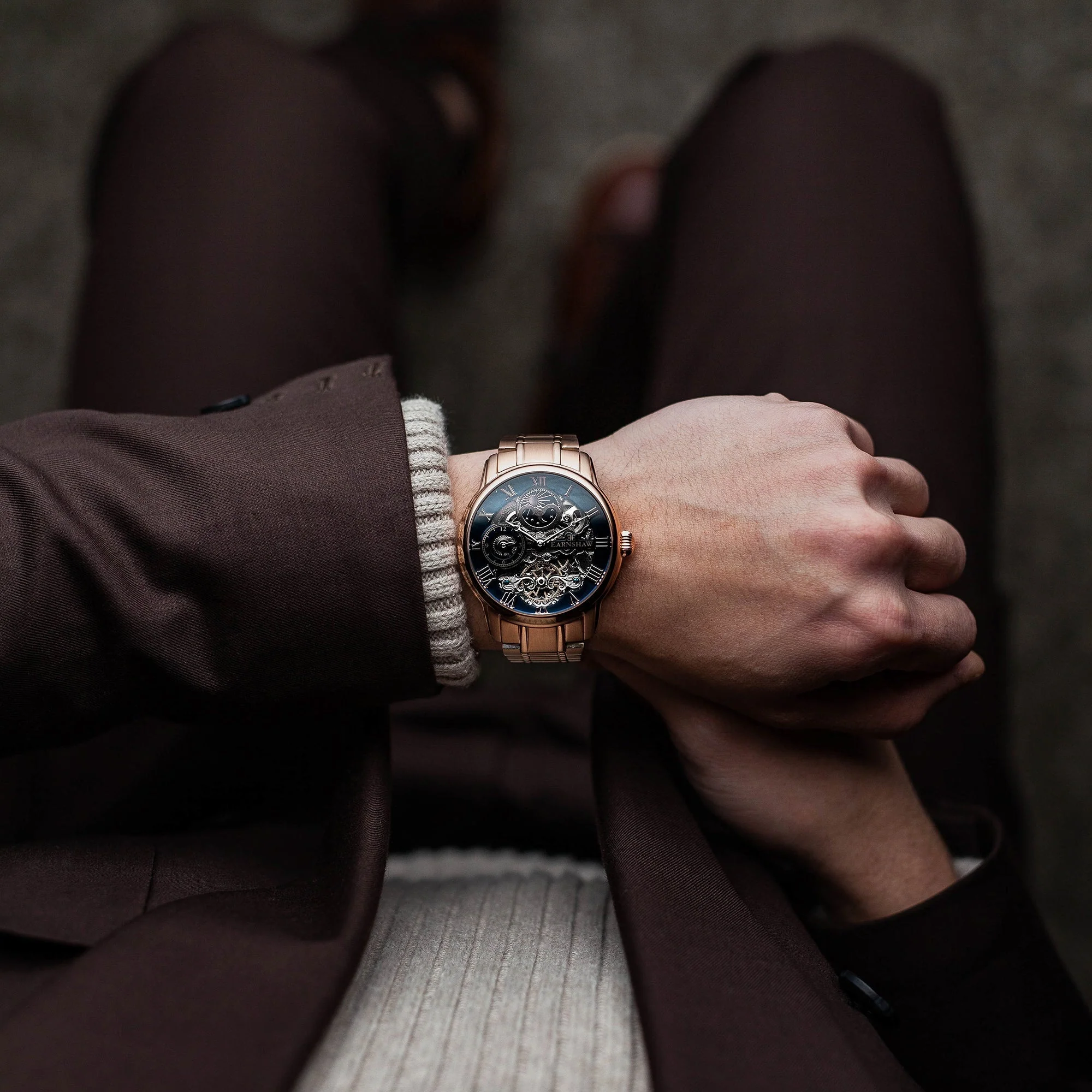 Longitude Automatic Skeleton Watch Black & Ionic Plating Rose Gold / Solid bracelet | Black Dial - Image 2