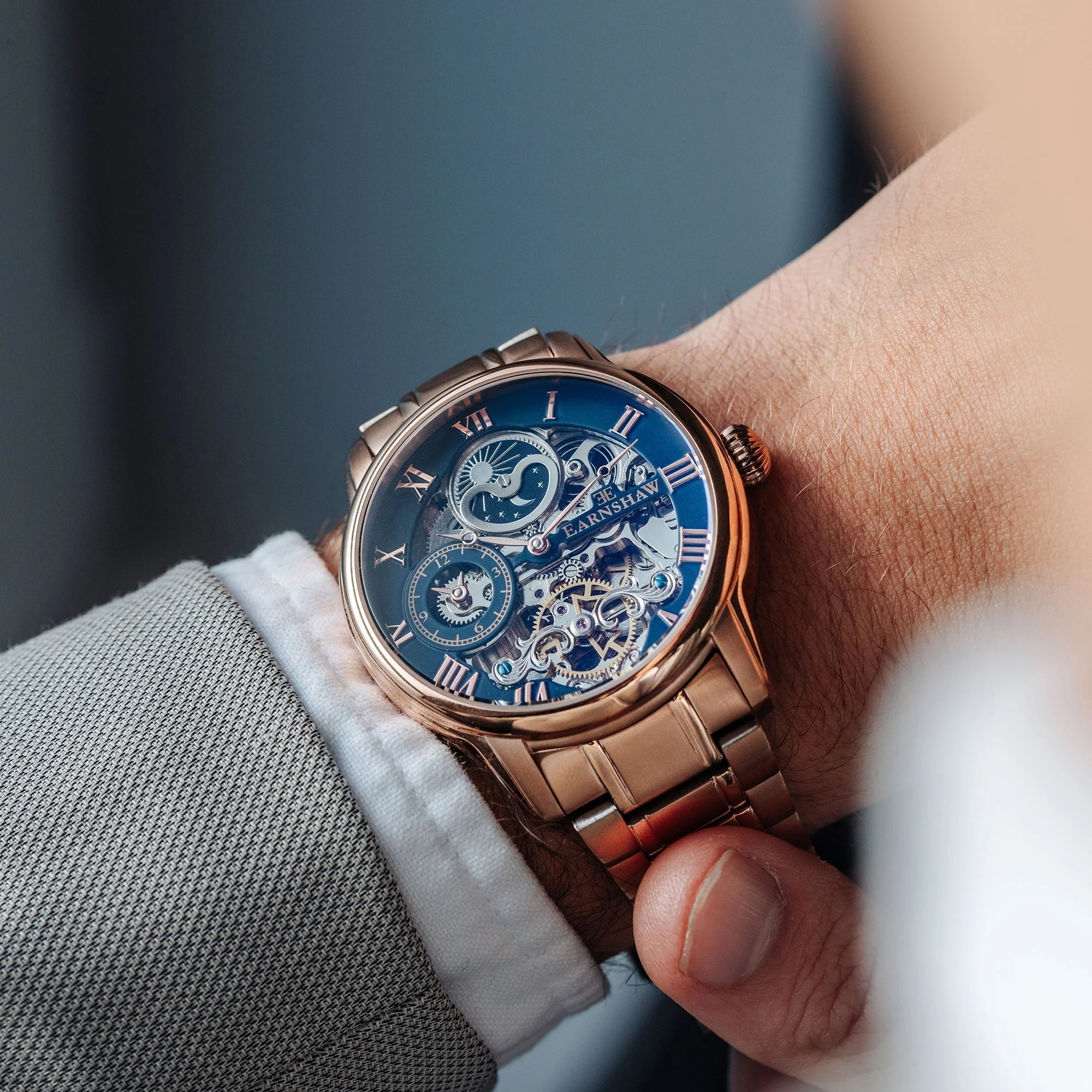 Longitude Automatic Skeleton Watch Black & Ionic Plating Rose Gold / Solid bracelet | Black Dial - Image 5