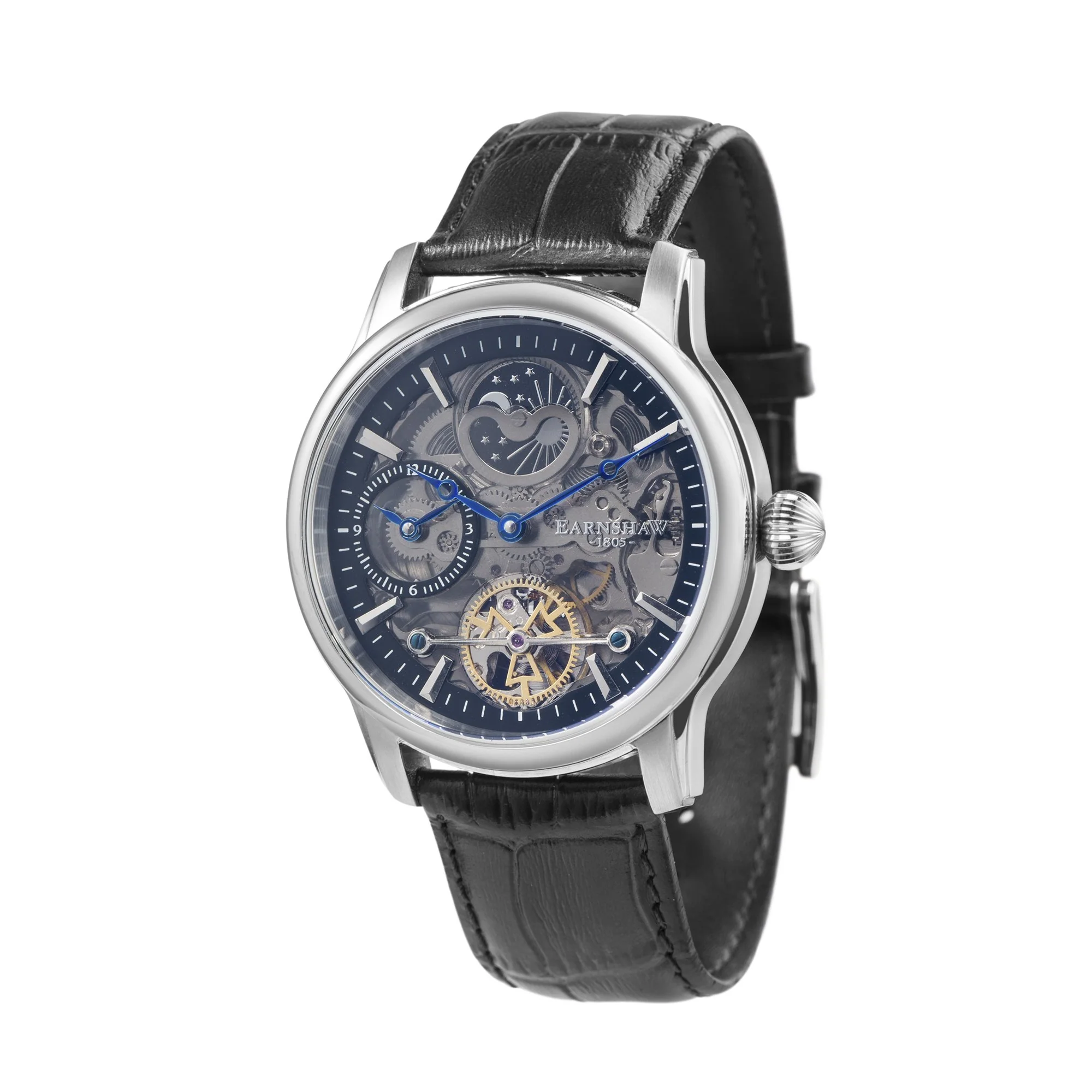 Longitude (Shadow Automatic) Automatic Skeleton Watch Black / Genuine leather strap Black Dial - Image 7