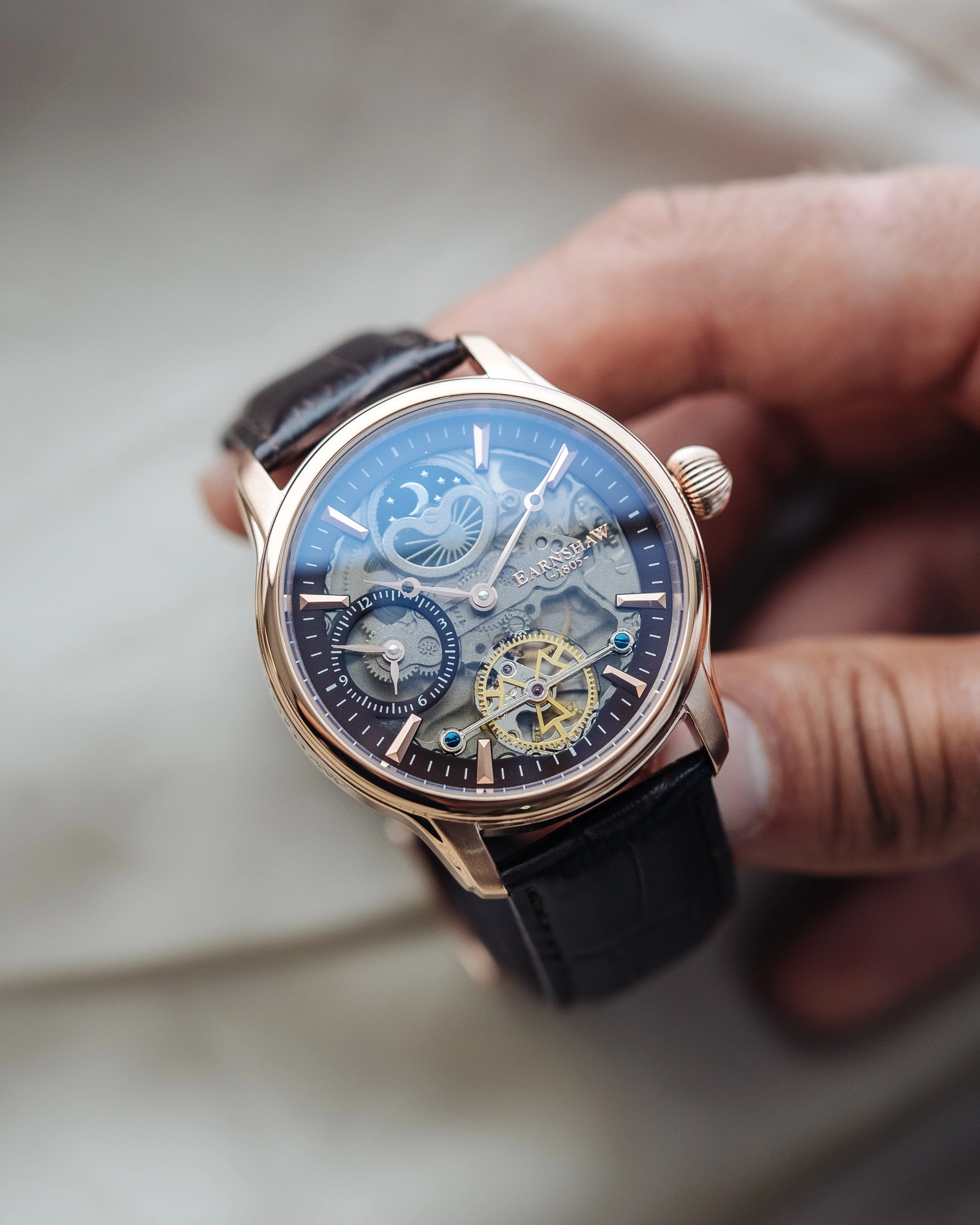 Longitude (Shadow Automatic) Automatic Skeleton Watch Brown / Genuine leather strap | Semi-transparent Dial - Image 13