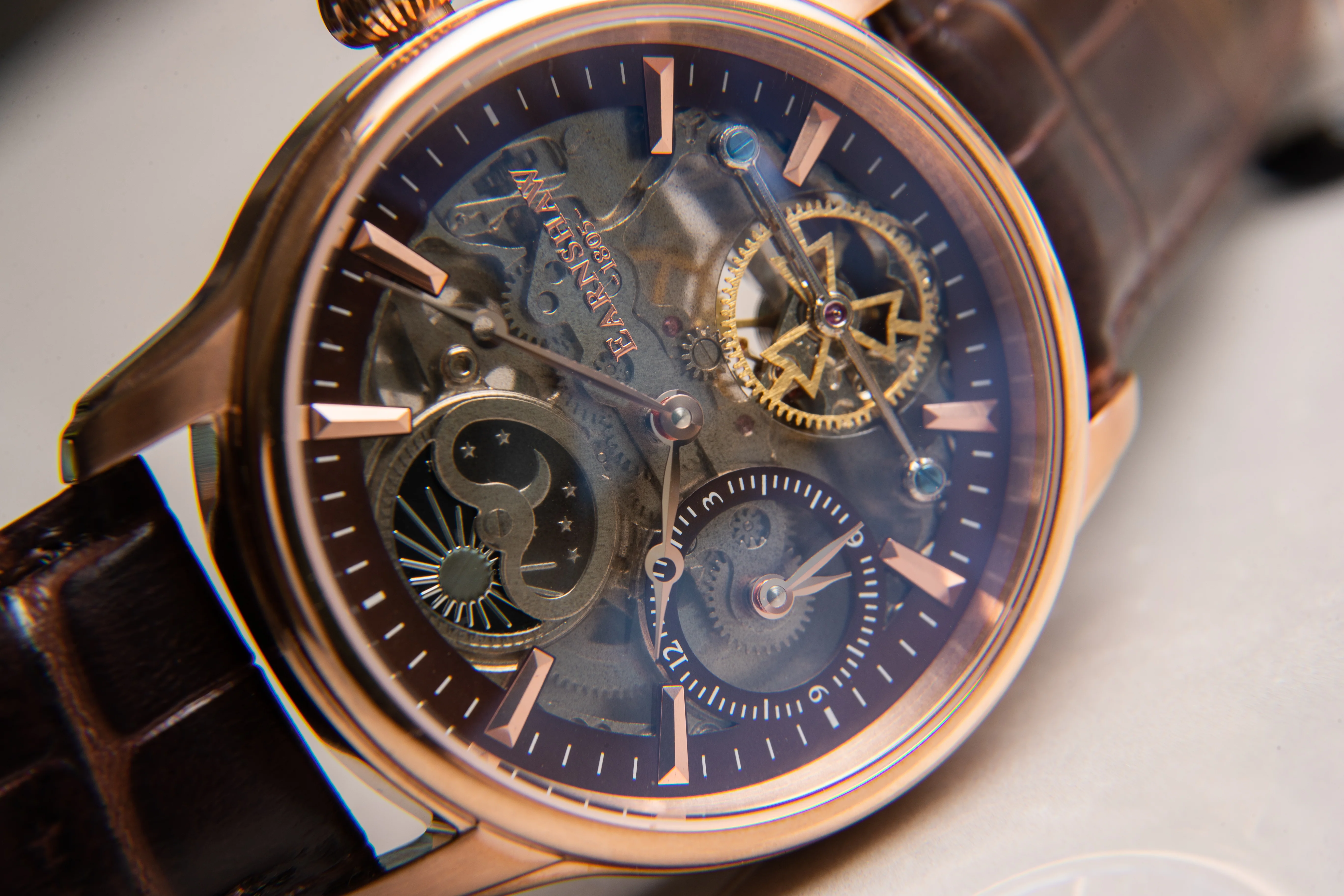 Longitude (Shadow Automatic) Automatic Skeleton Watch Brown / Genuine leather strap | Semi-transparent Dial - Image 14
