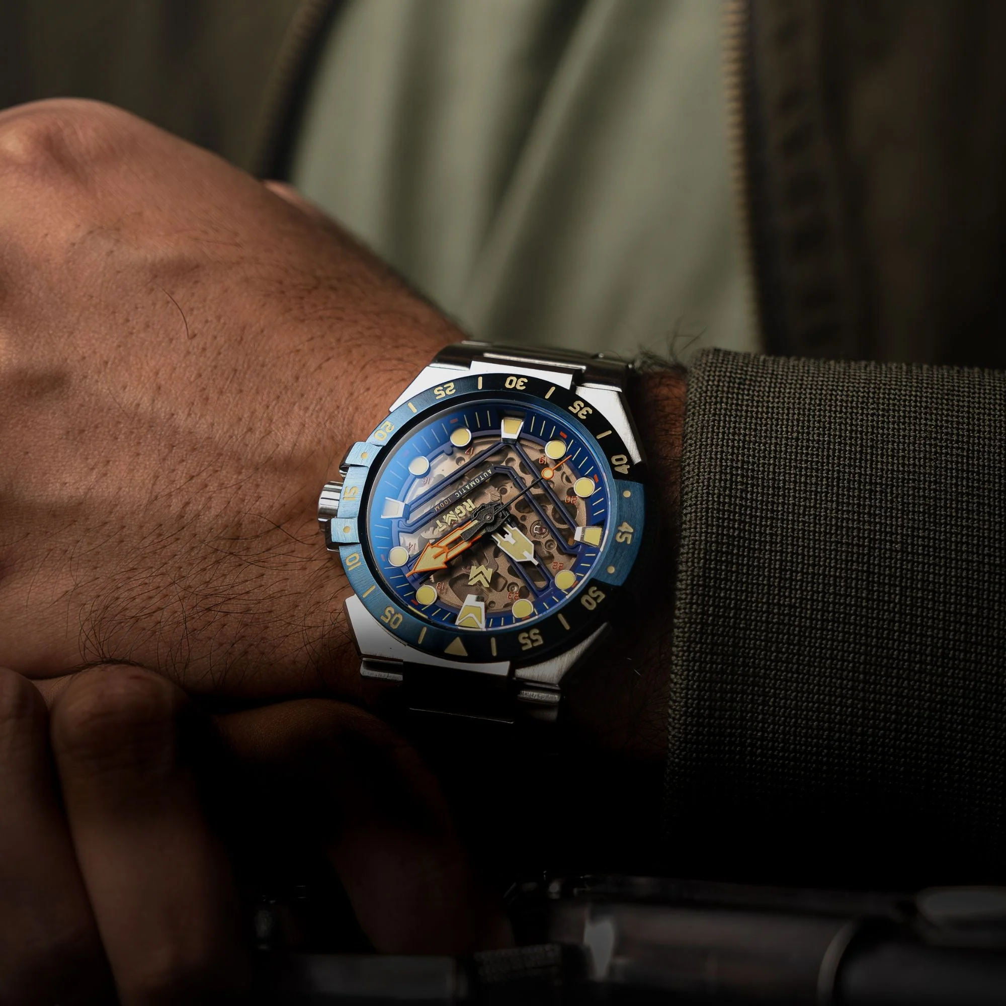 Himars Skeleton Automatic Blue / Stainless Steel Stainless Steel | Blue Dial - Image 3
