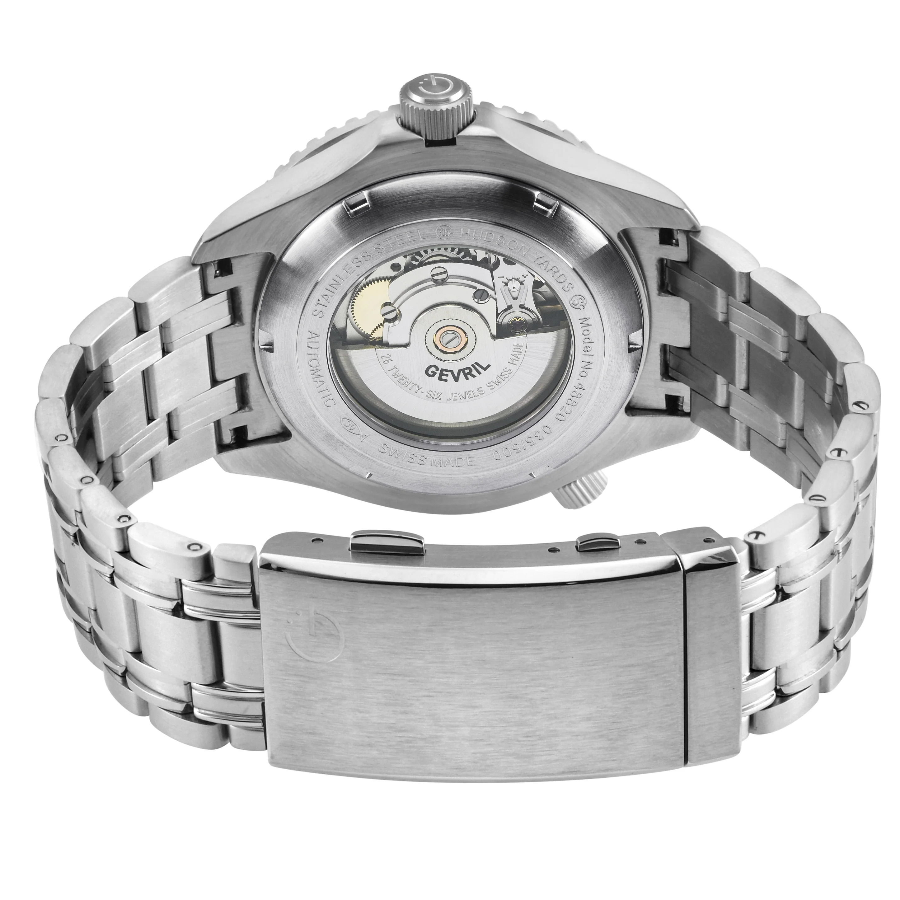 Hudson Yards Swiss Made Automatic SW200 Diver watch Silver Tungsten bezel, Unidirectional Rotating bezel. | Black Dial - Image 3