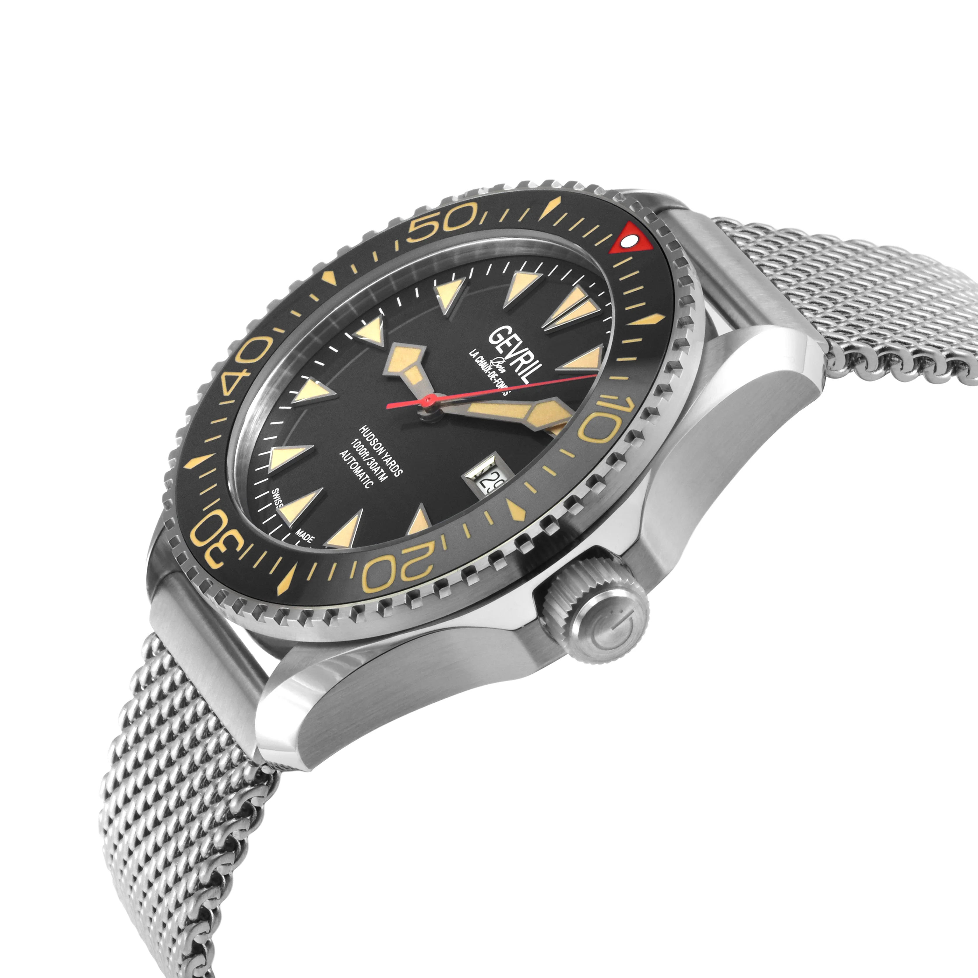 Hudson Yards Swiss Automatic SW200 - Date display Diver watch, Black Ceramic bezel, Black enamel dial with Old Radium Luminous | Black Dial - Image 2