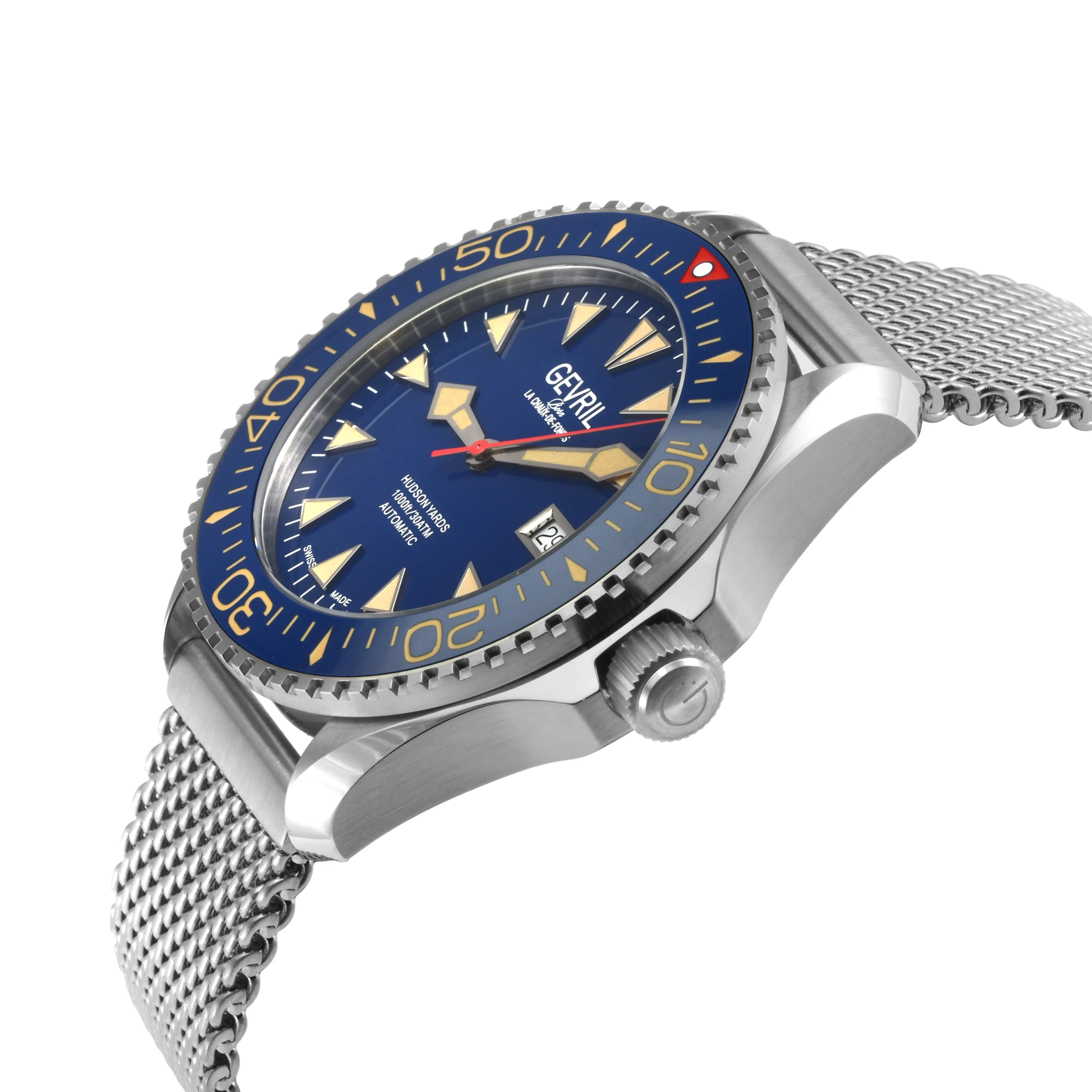 Hudson Yards Swiss Automatic SW200 - Date display Diver watch, Blue Ceramic bezel, Blue enamel dial with Old Radium Luminous | Blue Dial - Image 2