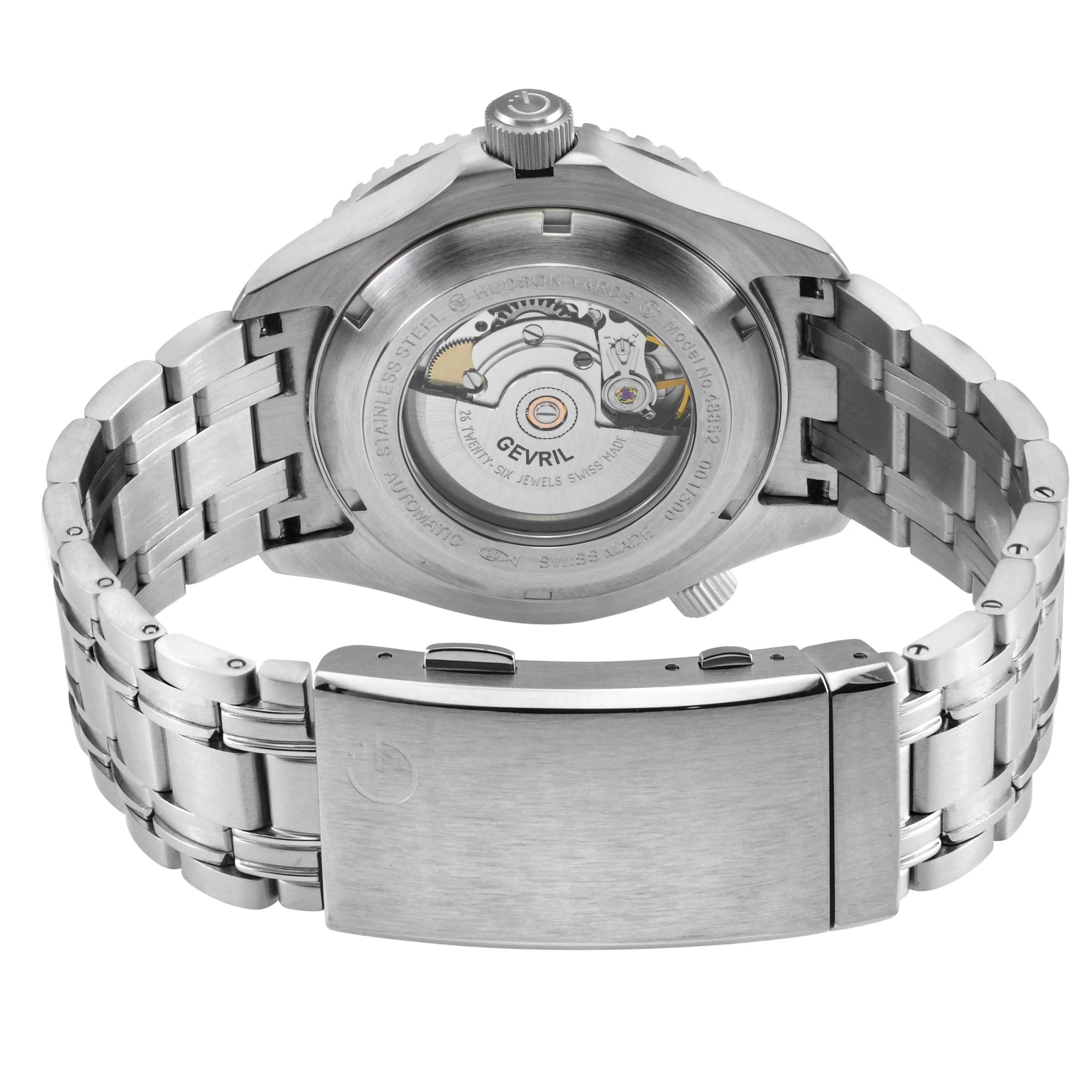 Hudson Yards -Damascus Swiss Automatic SW200-1 - Damascus Steel Gray Dial,  Unidirectional Rotating Bezel Gray Tungsten, 316L | Silver Dial - Image 3