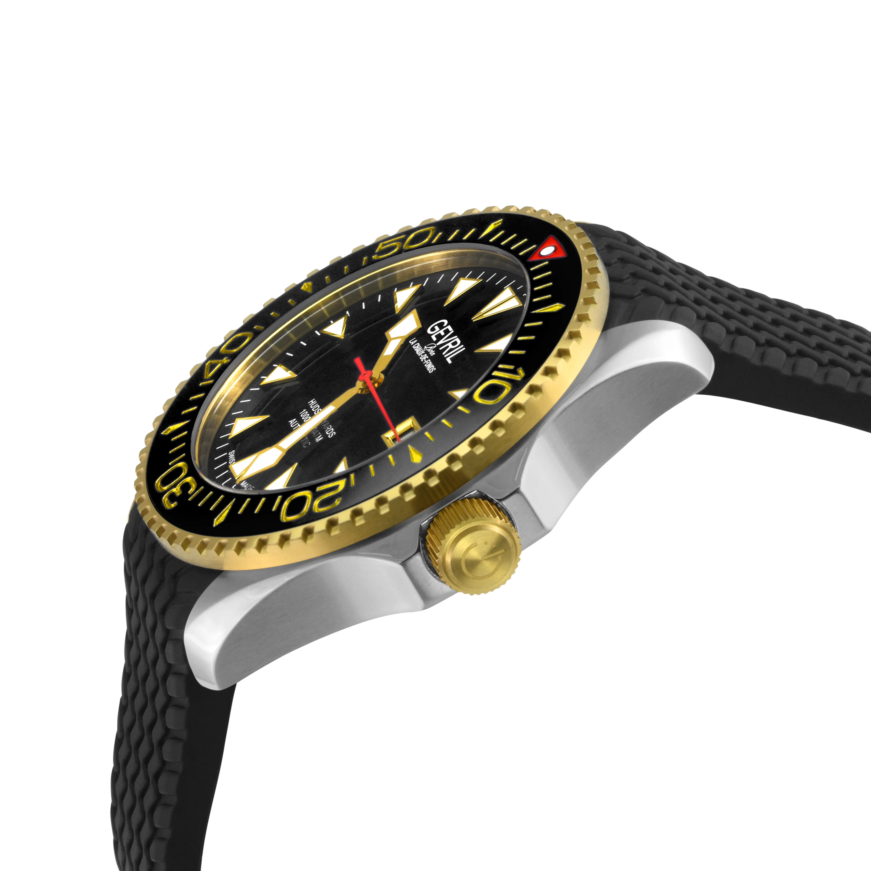 Hudson Yards  -  Rubber Swiss Made SW200 ceramic rotating bezel helium valve, Blue Rubber Blue Dial - Image 2