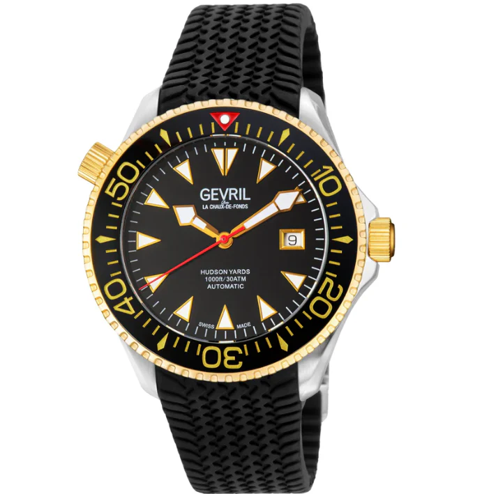 Hudson Yards  -  Rubber Swiss Made SW200 ceramic rotating bezel helium valve, Blue Rubber Blue Dial - Image 3