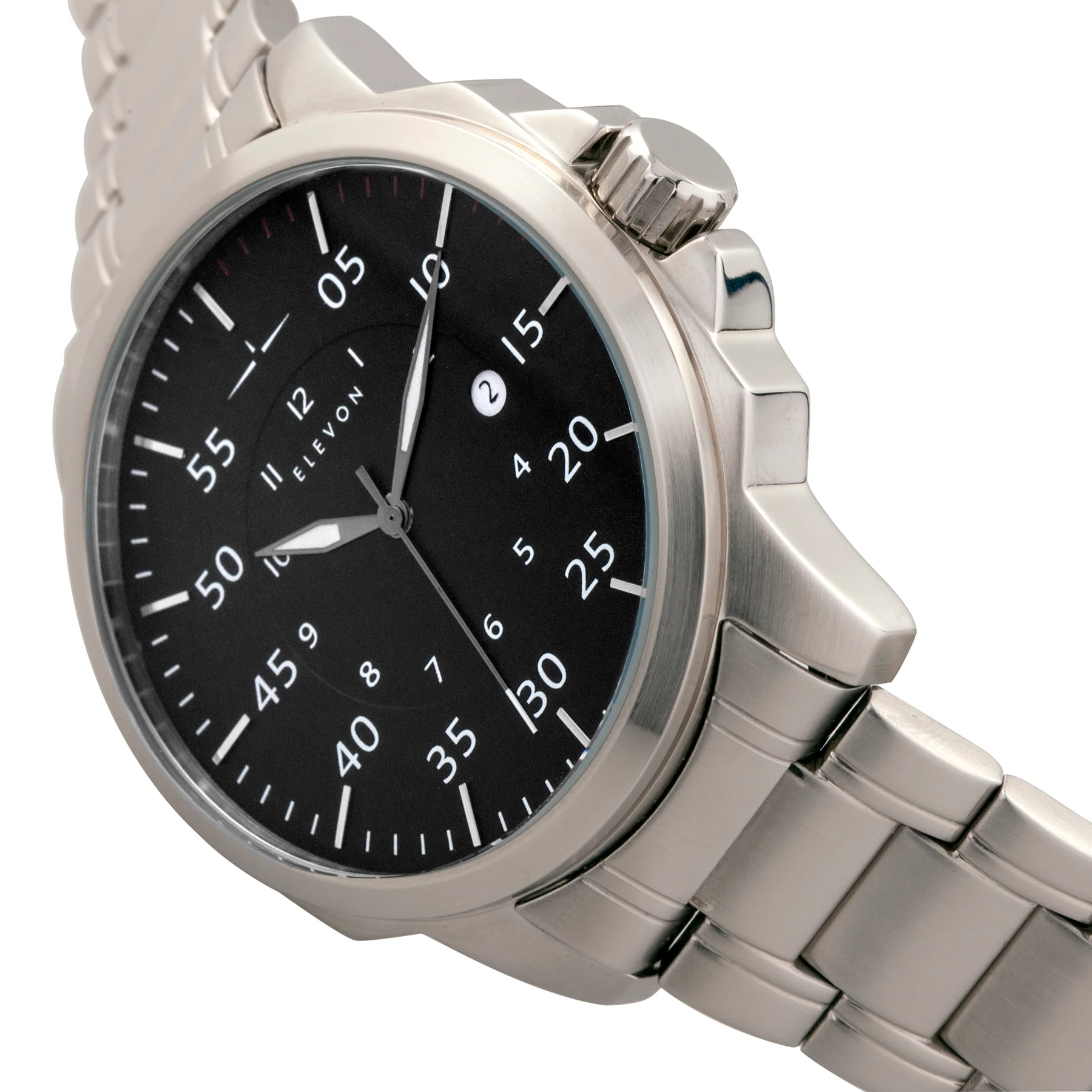 Hughes Watch w/ Date Silver/Black | Black Dial - Image 2