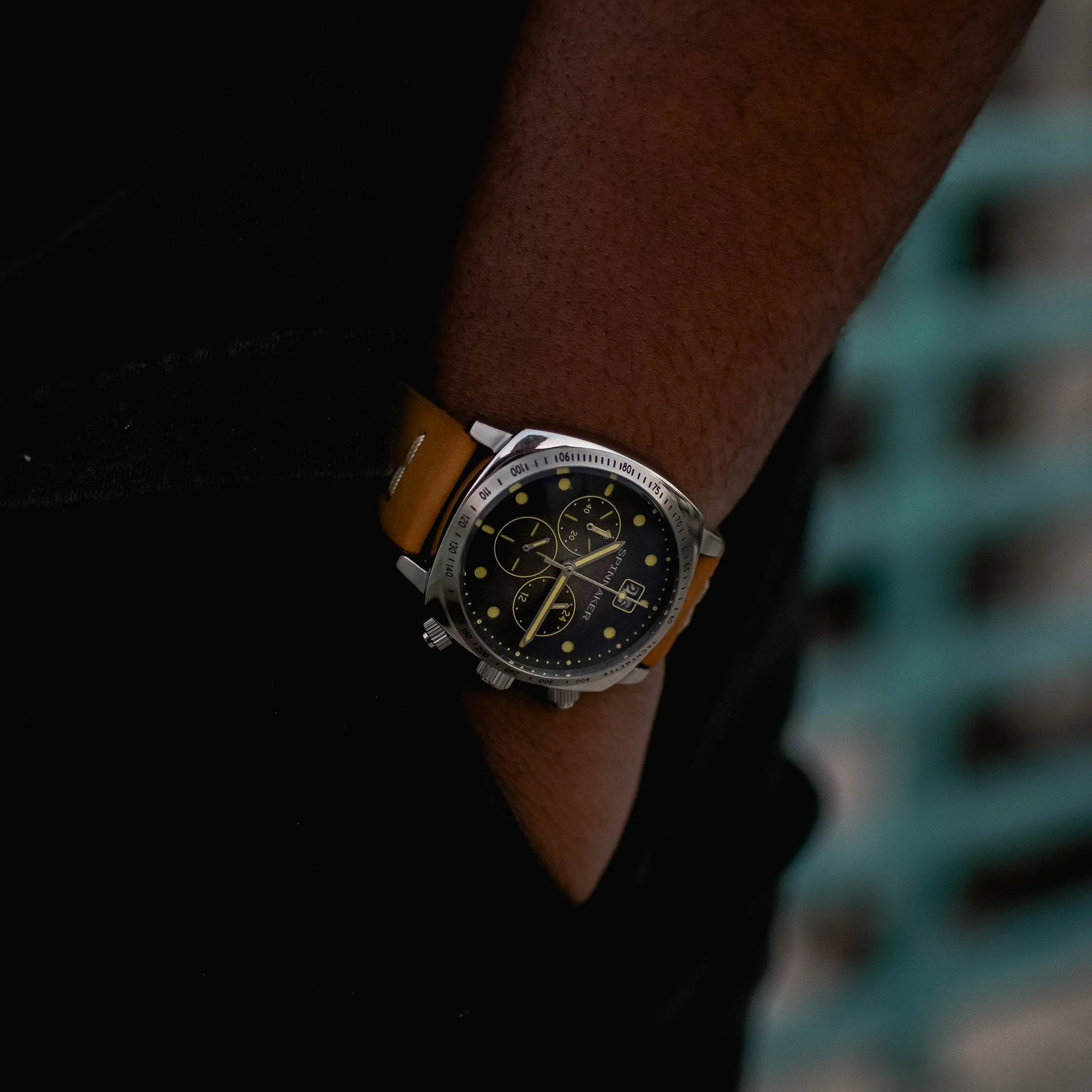 Hull Chronograph Black & Brown / Leather Black Dial - Image 6